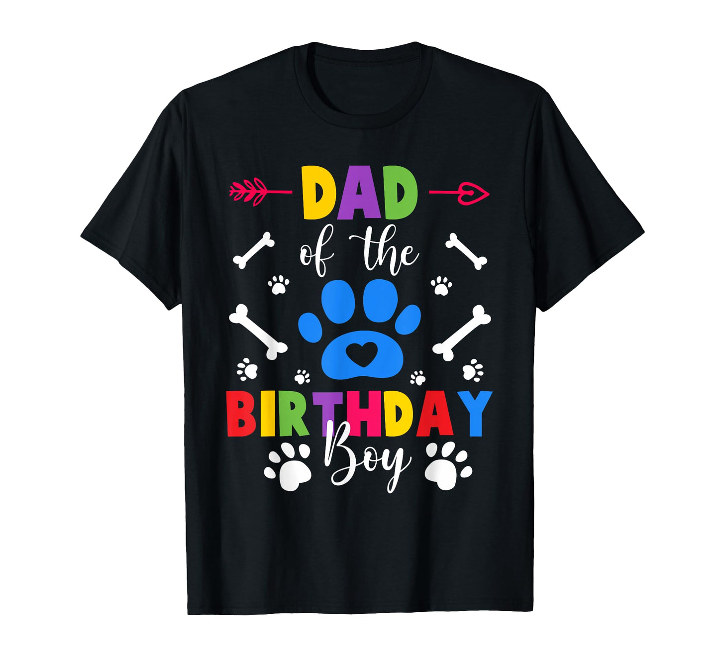 Dad And Mom Of The Birthday Boy Dog Paw Family Matching T-Shirt