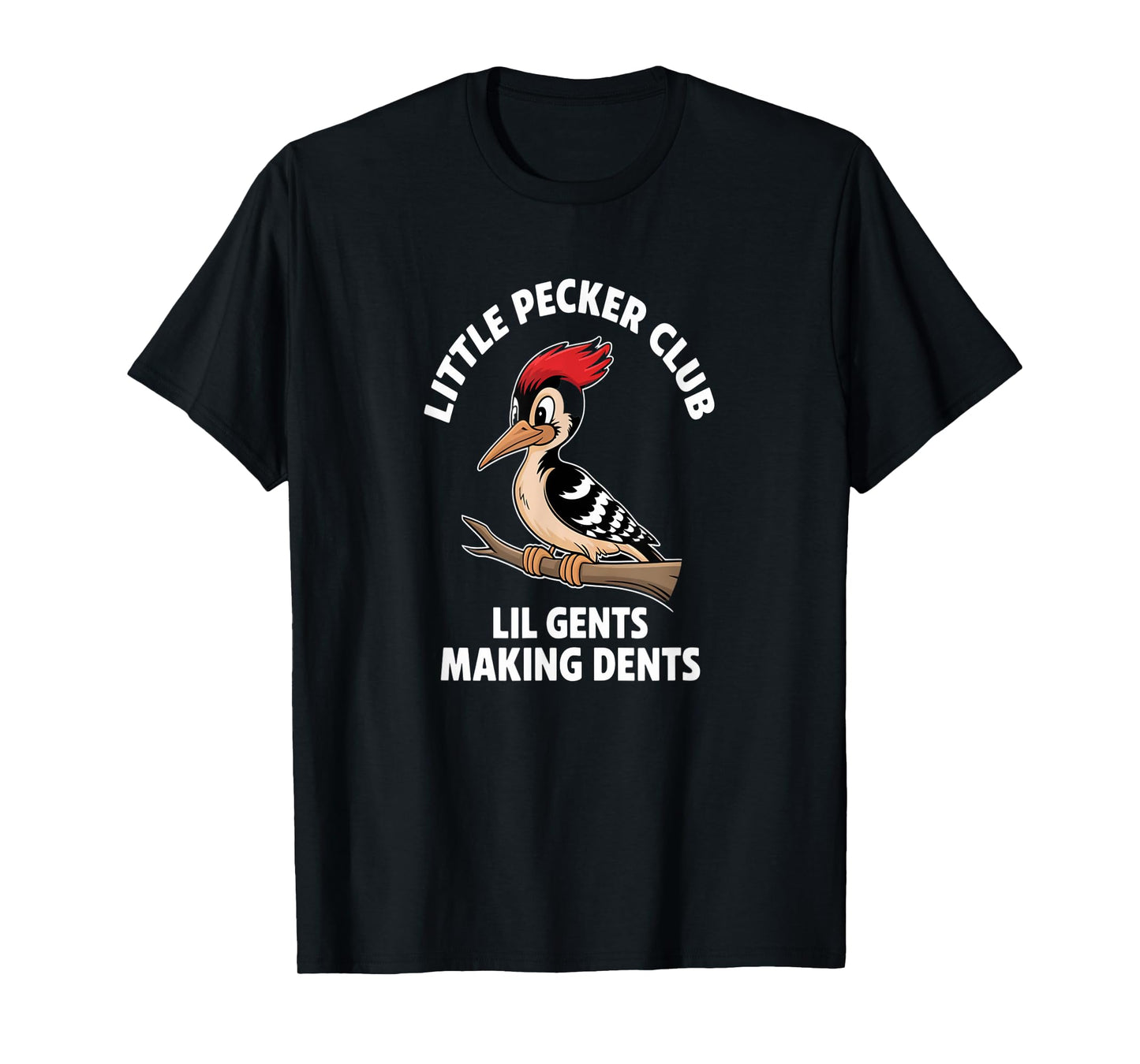 Lil Gents Funny Bird Enthusiast Club - Little Pecker Club Funny Woodpecker Humor Unisex-Adults, Kids Black Short Sleeve T-Shirt