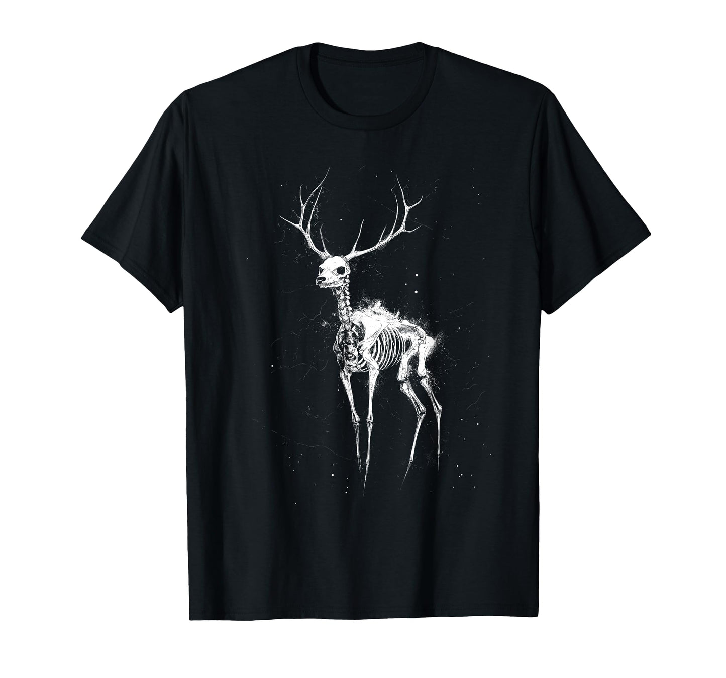 White Deer Skeleton Gothic Surreal Fantasy Graphic T-Shirt