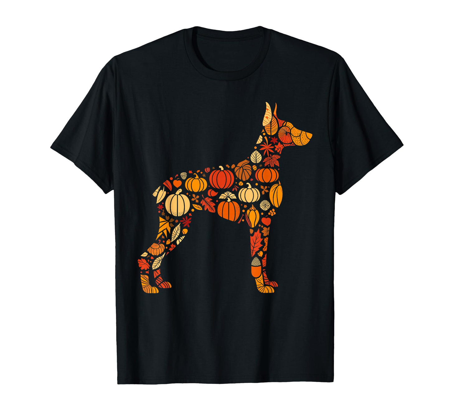 Autumn Pumpkin Doberman Pinscher Thanksgiving Womens Mens T-Shirt