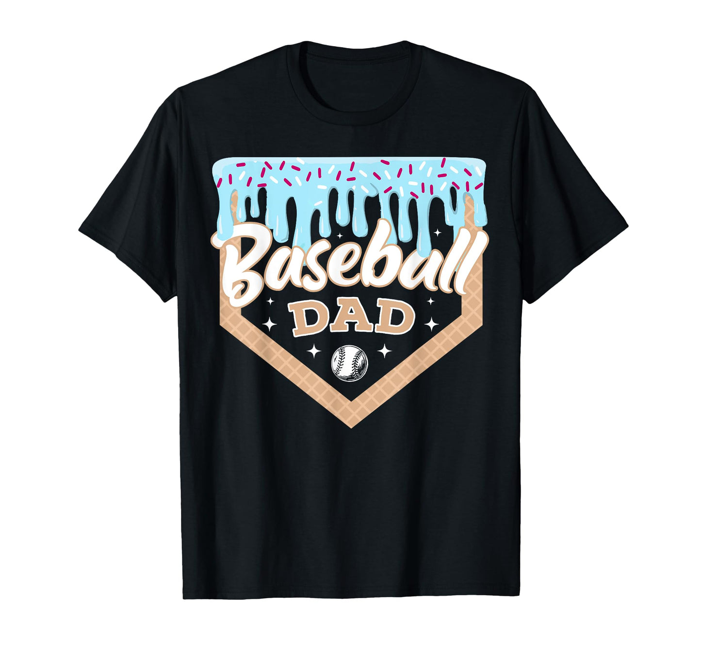 Baseball Drip Dad Ice Cream Home Plate Baseball Fathers Day T-Shirt