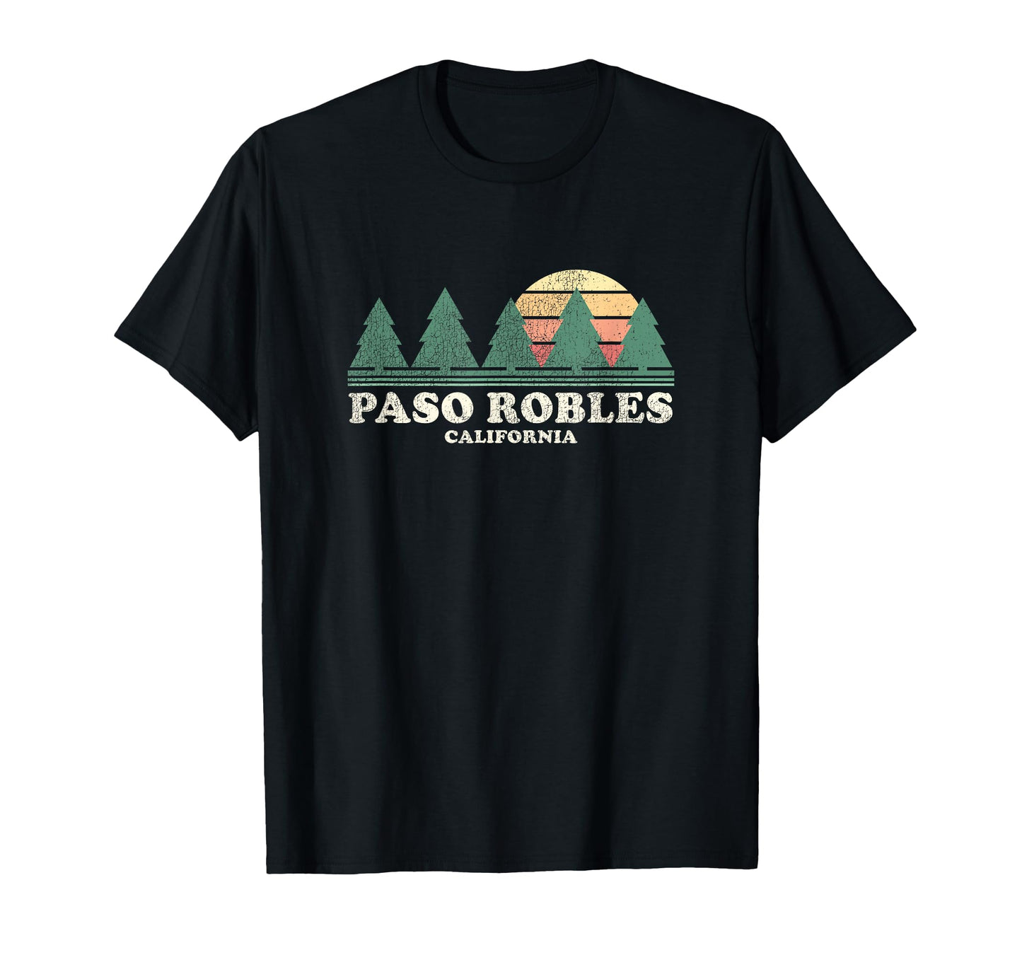 Paso Robles CA Vintage Throwback Tee Retro 70s Design T-Shirt