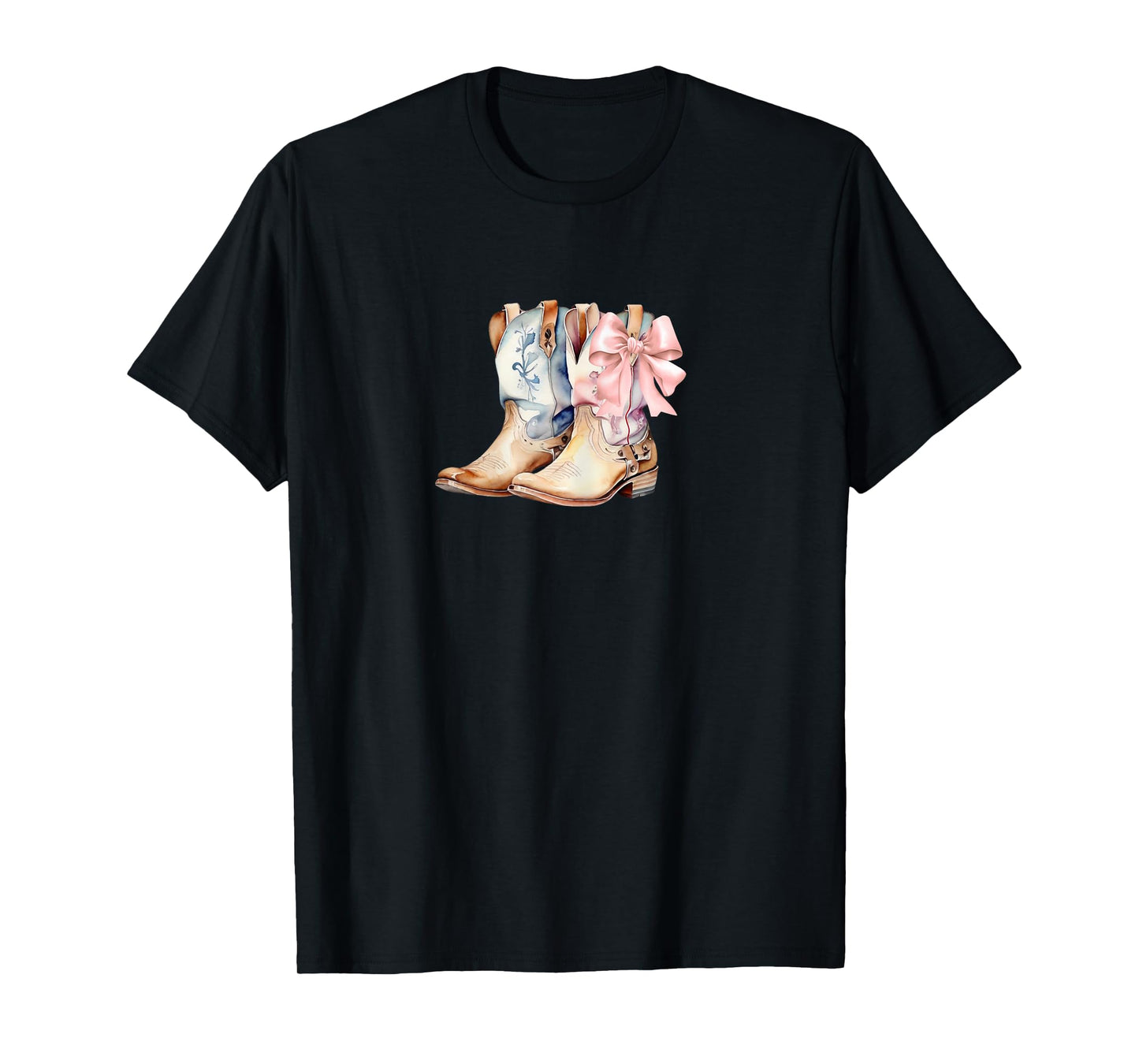 Womens Coquette Pink Bow and Cowboy Boots, Pretty Country T-Shirt