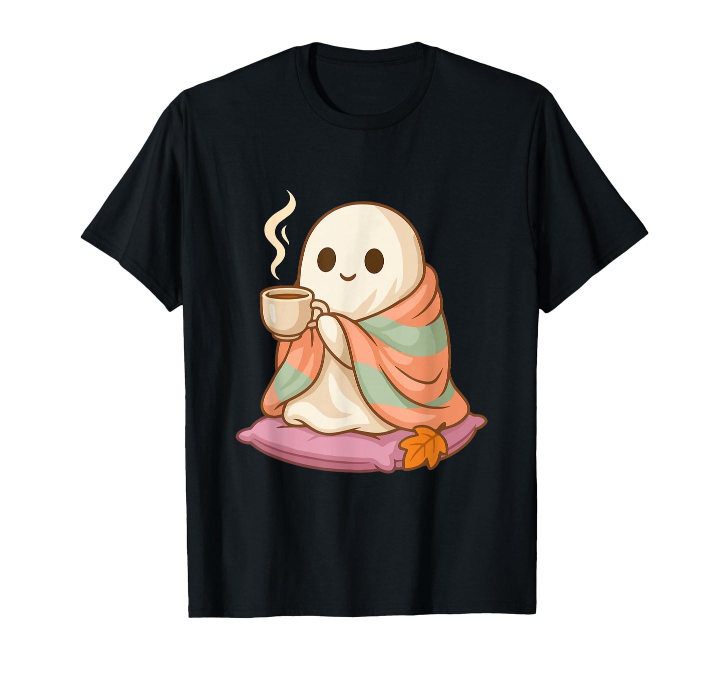 Cozy Halloween Ghost – Cute Autumn Design T-Shirt