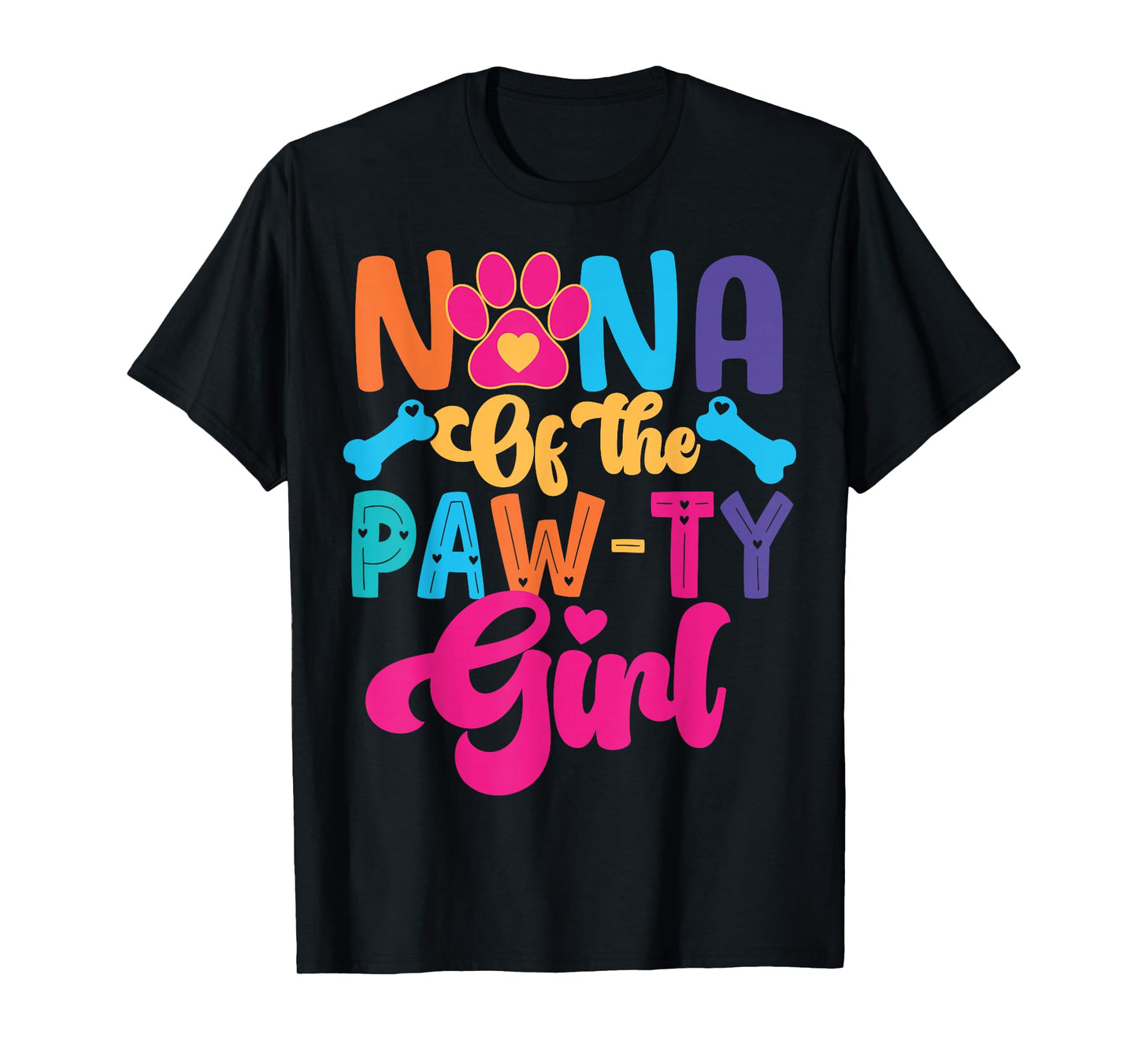 Nana Of The Birthday Girl Dog Paw Family Matching Party T-Shirt