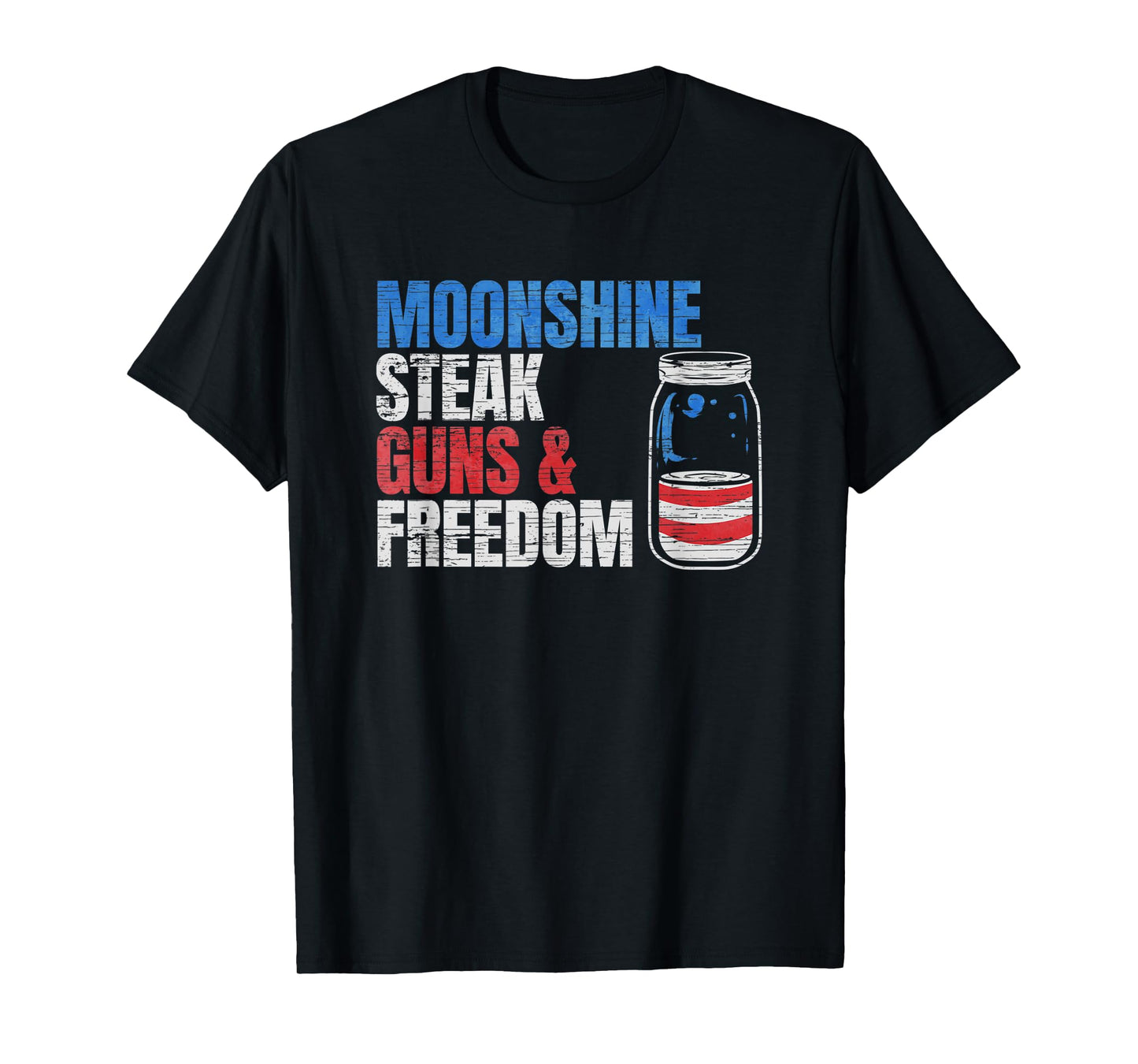Moonshine Steak Guns & Freedom - USA Flag T-Shirt for Women Men