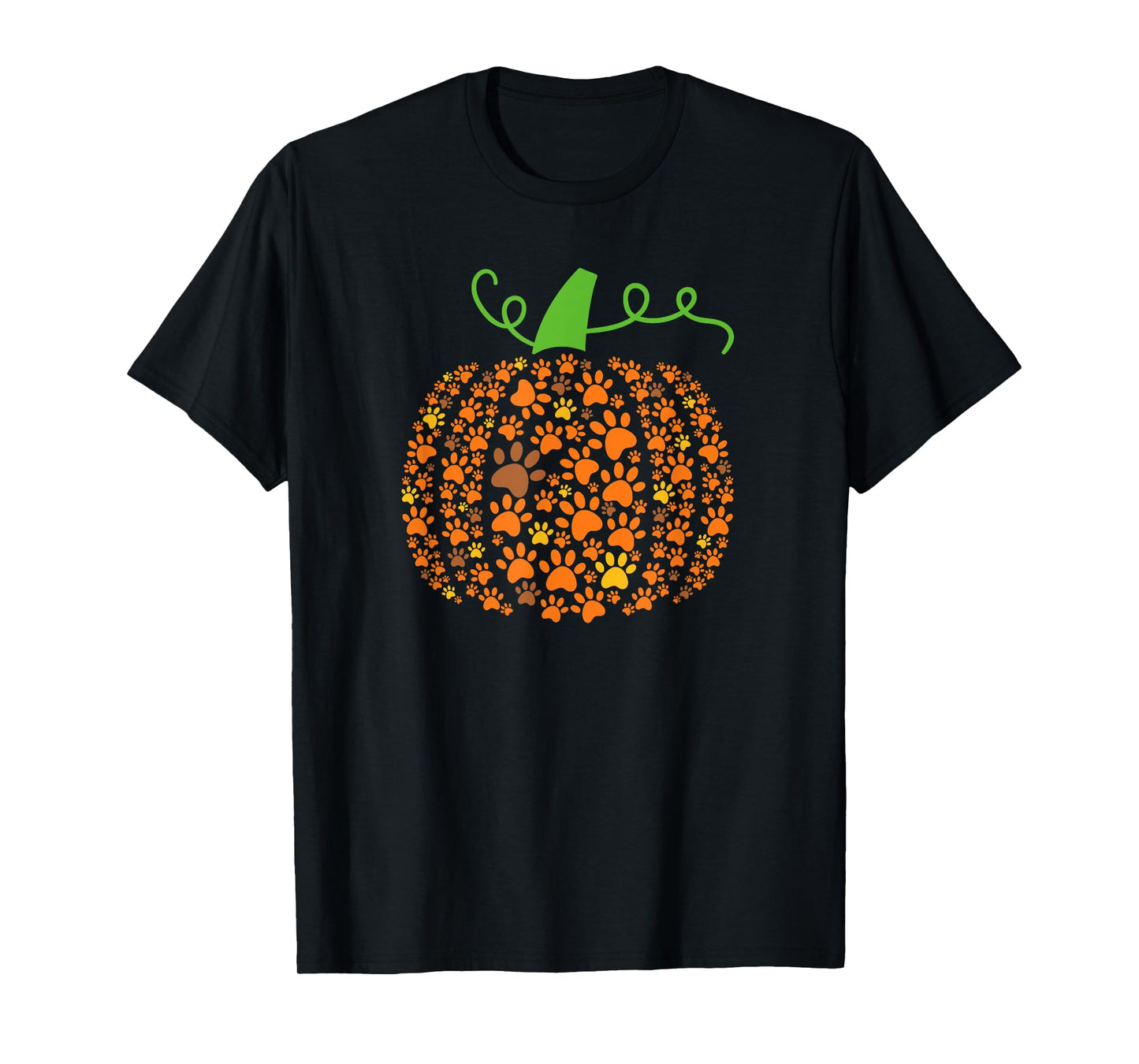 Pumpkin Made of Paw Prints Fall Dog Lover Halloween Design T-Shirt for Men Women Kids
