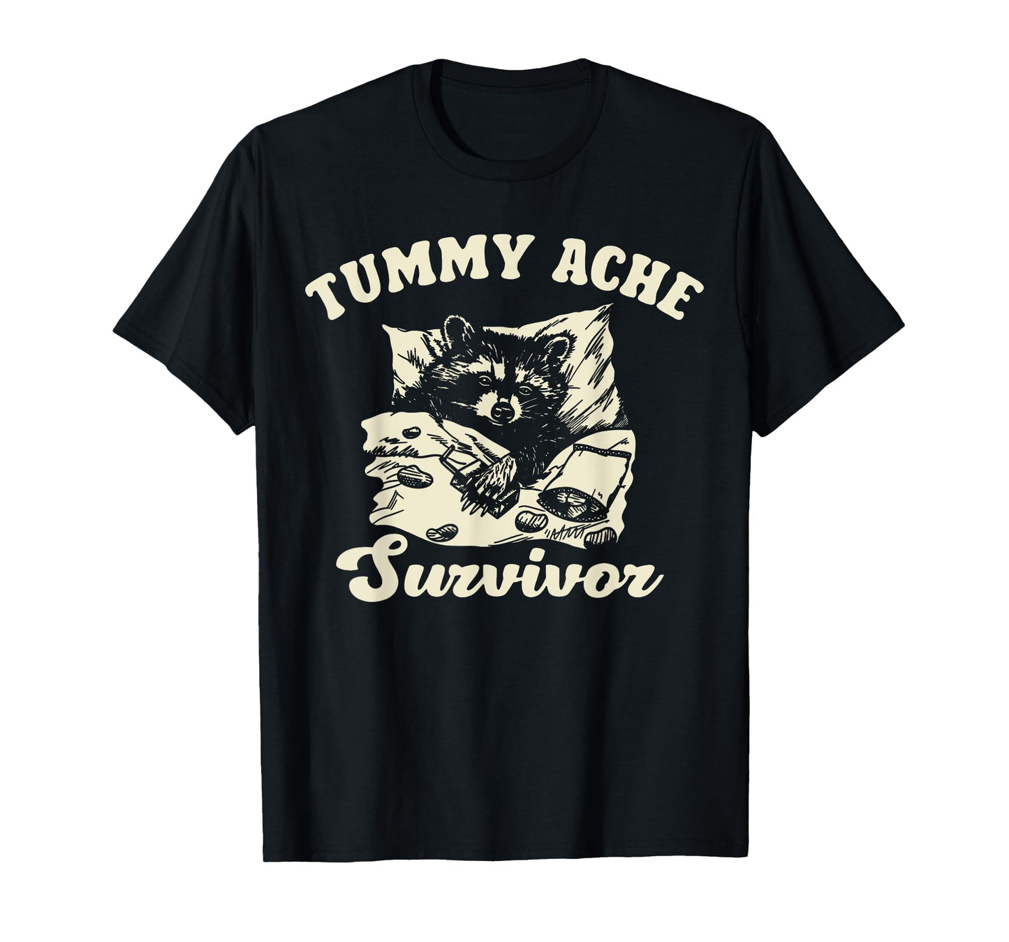 Vintage Tummy Ache Survivor Racoon Retro 90s Animal Lover T-Shirt