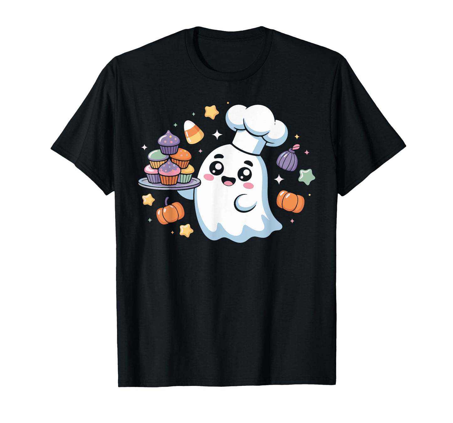 Kawaii Ghost Baker Women Halloween Cupcake Lover Costume Men T-Shirt