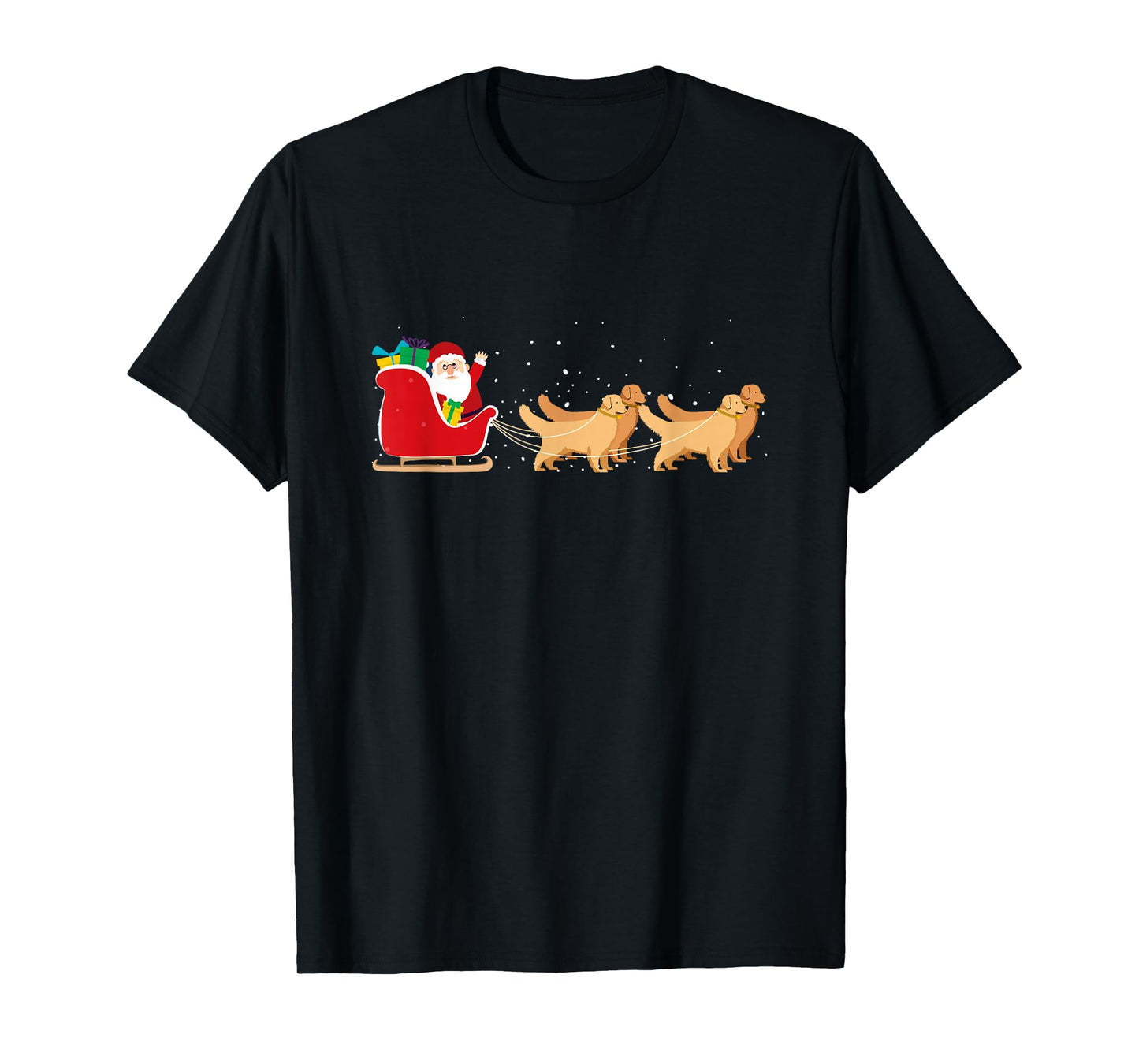 Golden Retriever Santa Christmas Sleigh Funny Labrador Xmas T-Shirt