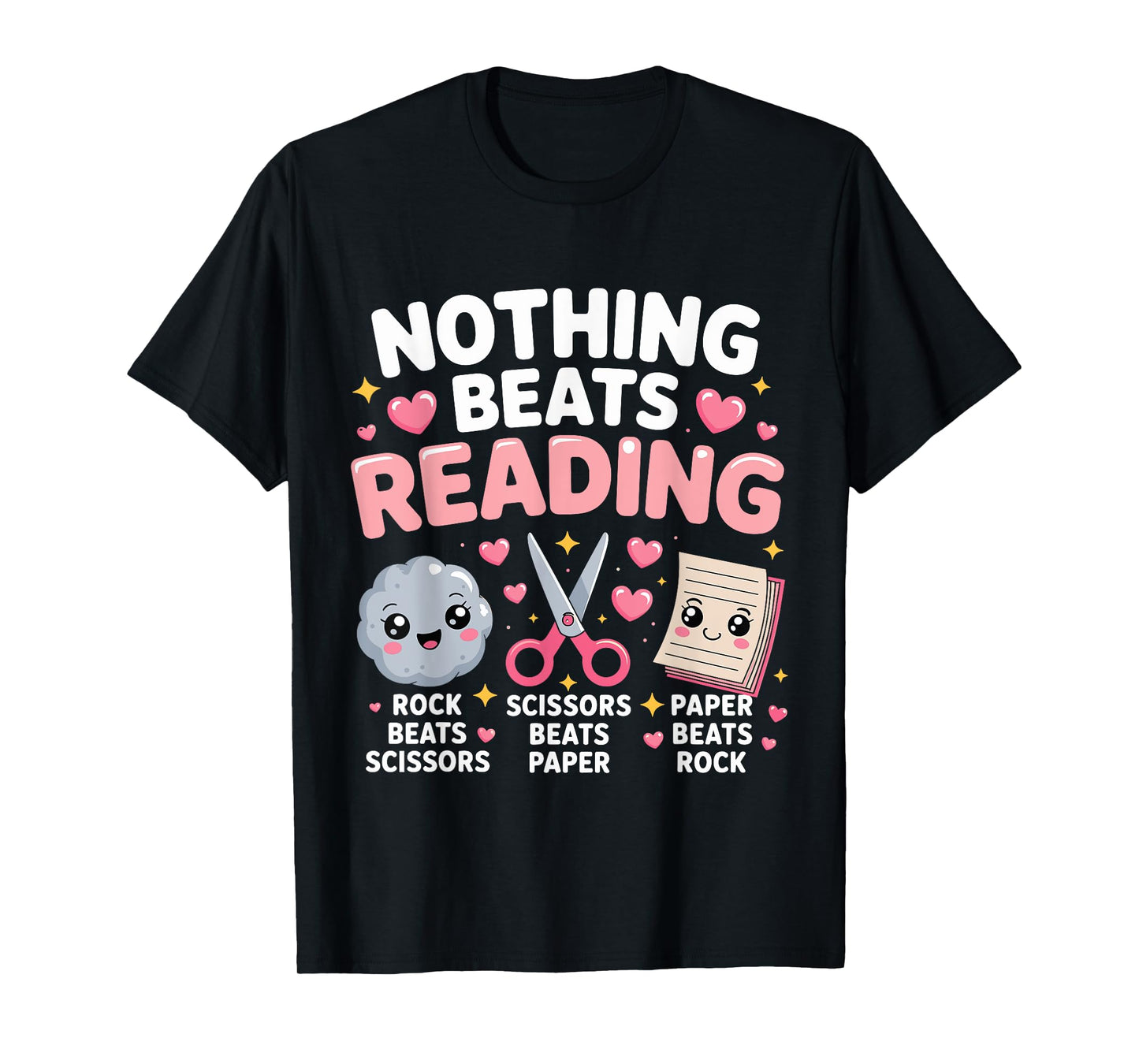 Nothing Beats Reading Rock Paper Scissors Funny Book Lover T-Shirt
