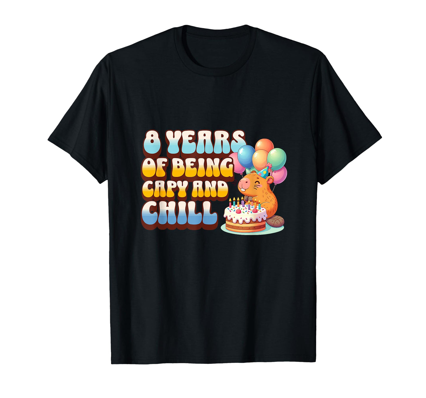 8 Years Capy Bday Cute Capybara 8th Kids Birthday Party T-Shirt