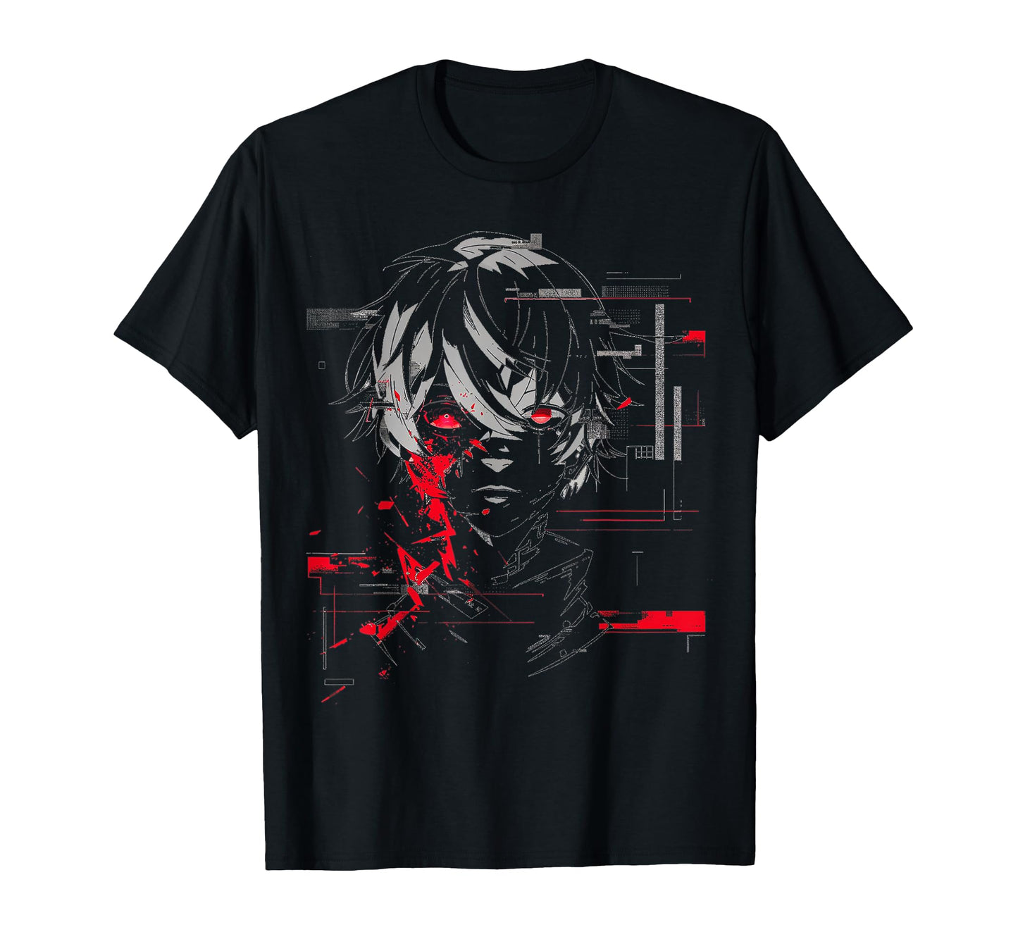 Anime Manga Motif Red-Eyes Artwork Anime T-Shirt