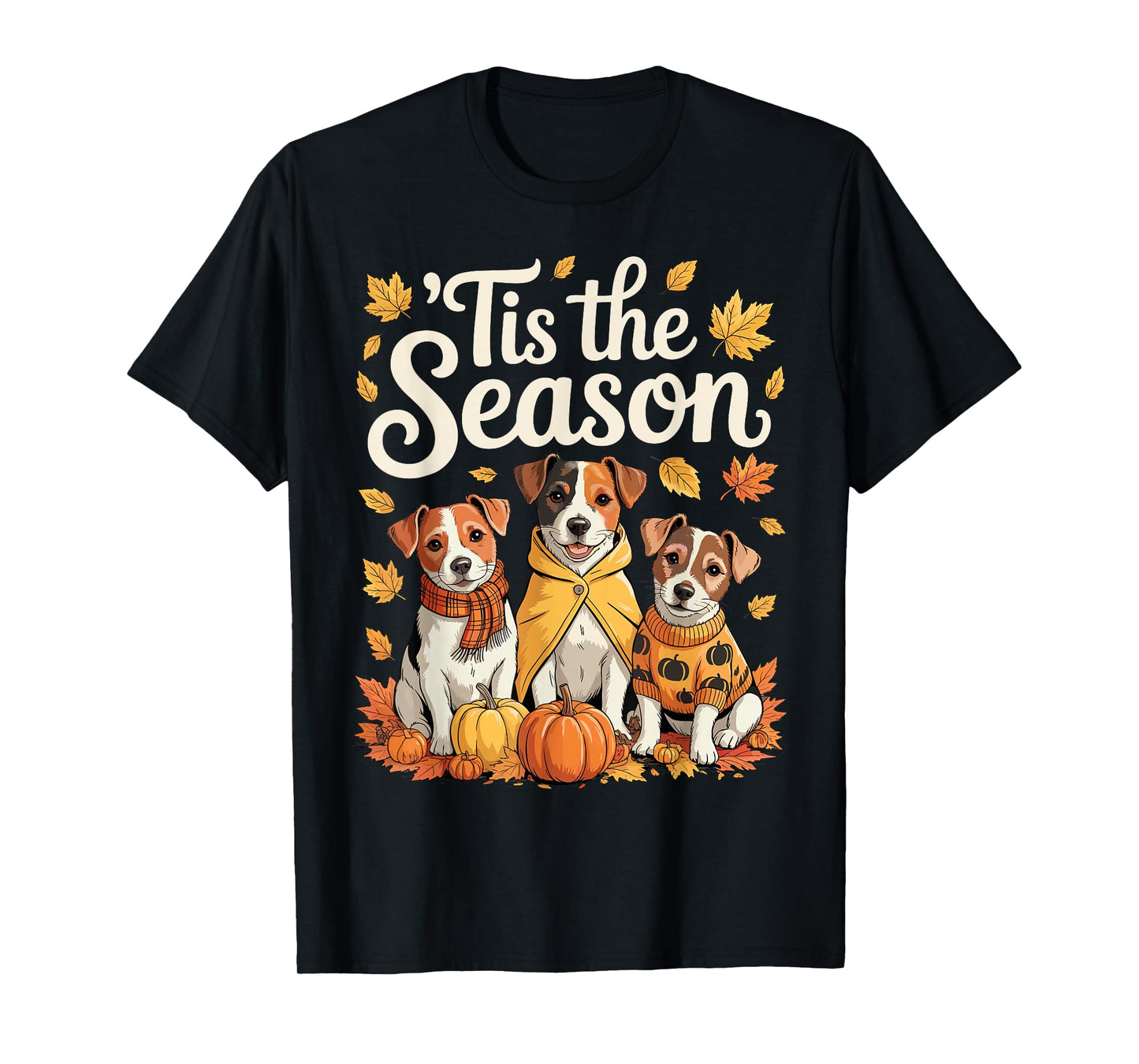 Tis The Season Jack Russell Terrier Fall Autumn Pumpkin Dog T-Shirt