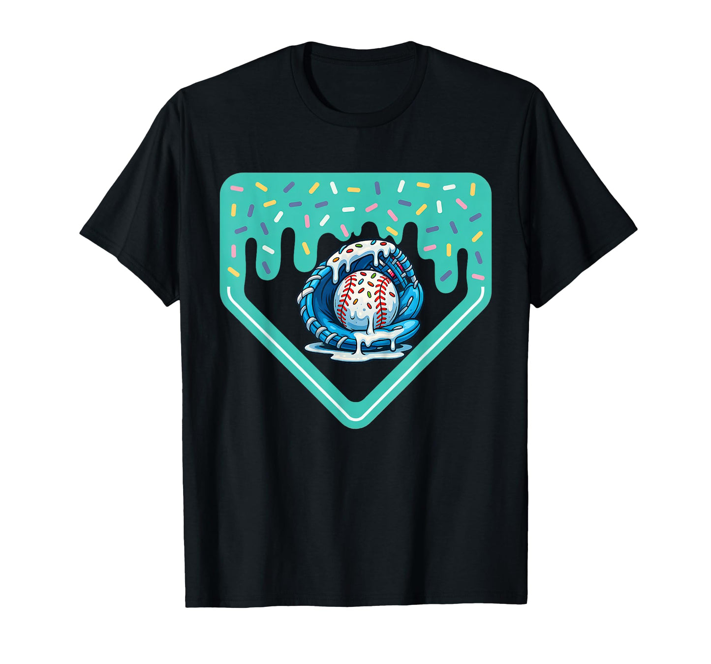 Baseball Home Plate Dripping Ice Cream Drip Youth Boys T-Shirt