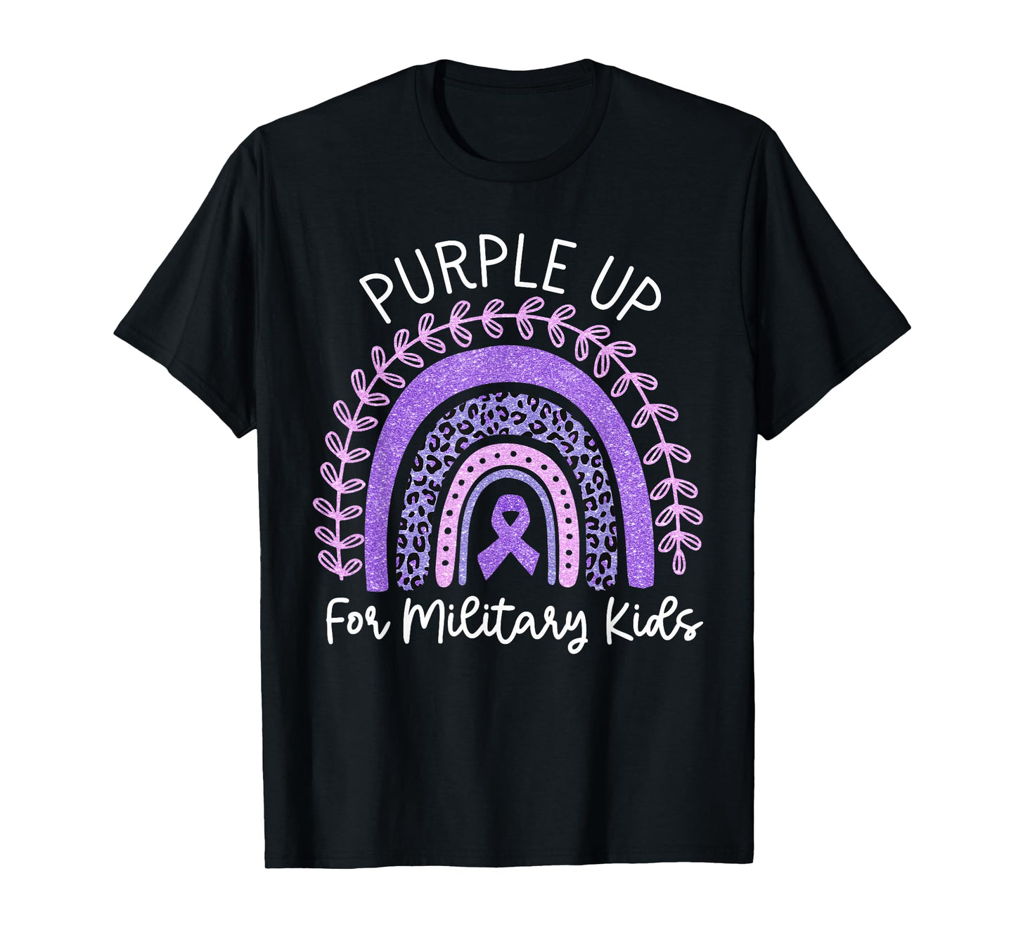 Purple Up for Military Kids Month Military Child Rainbow T-Shirt