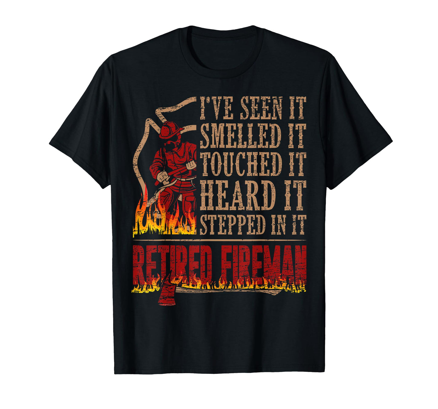Mens Retired Fireman Firefighter Axe Fire T-Shirt Gift T-Shirt