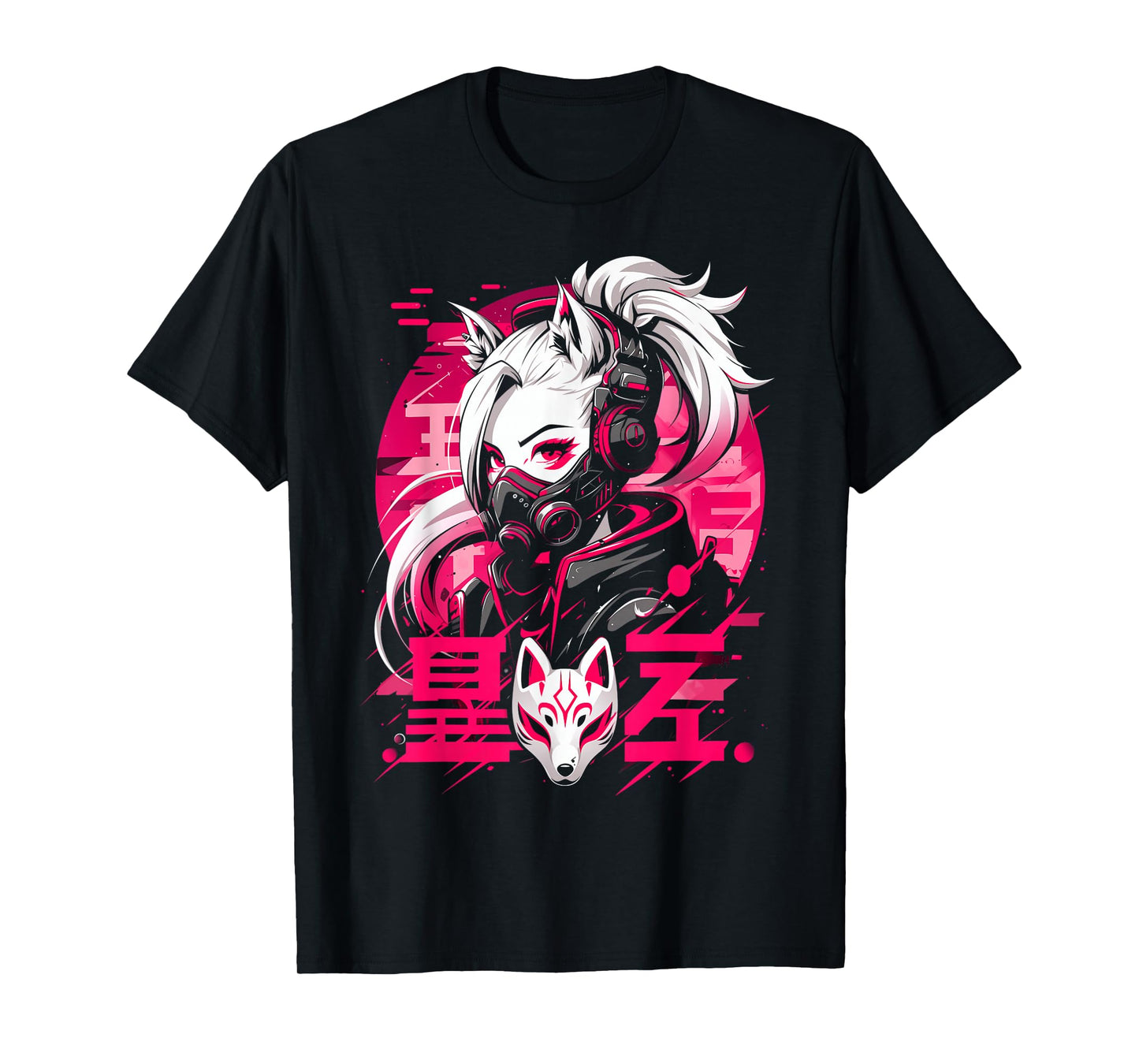 Anime Manga Cyberpunk Aesthetic Techwear Harajuku Kitsune T-Shirt
