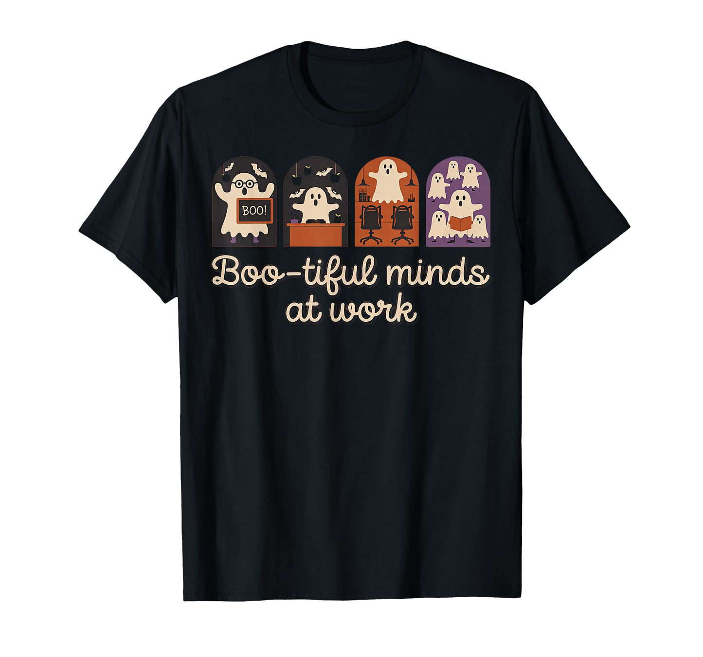 Cute Halloween Scientist Teacher Boo-Tiful Minds at Work T-Shirt