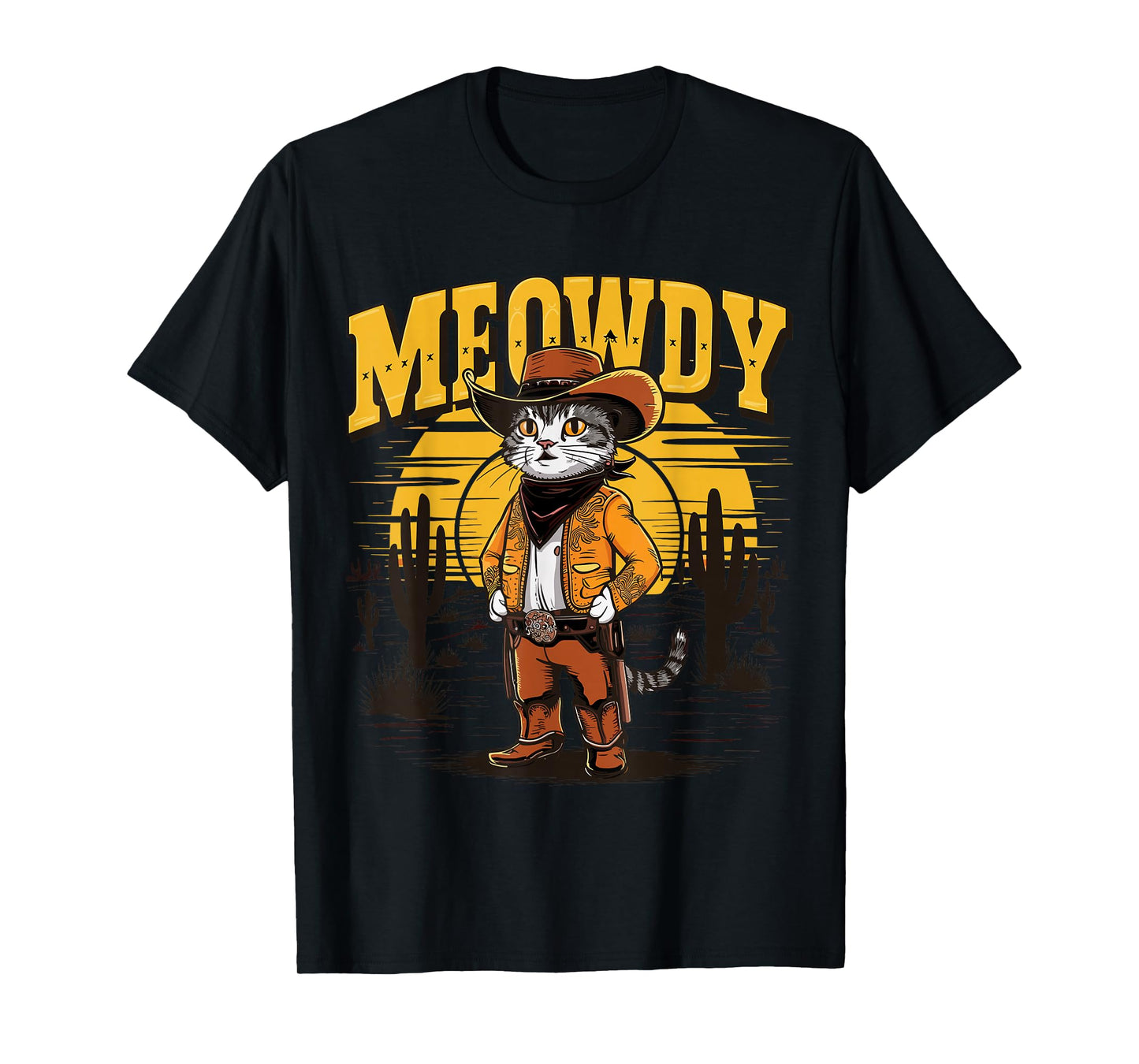 Meowdy Cowboy Cat Country Western Cat T-Shirt