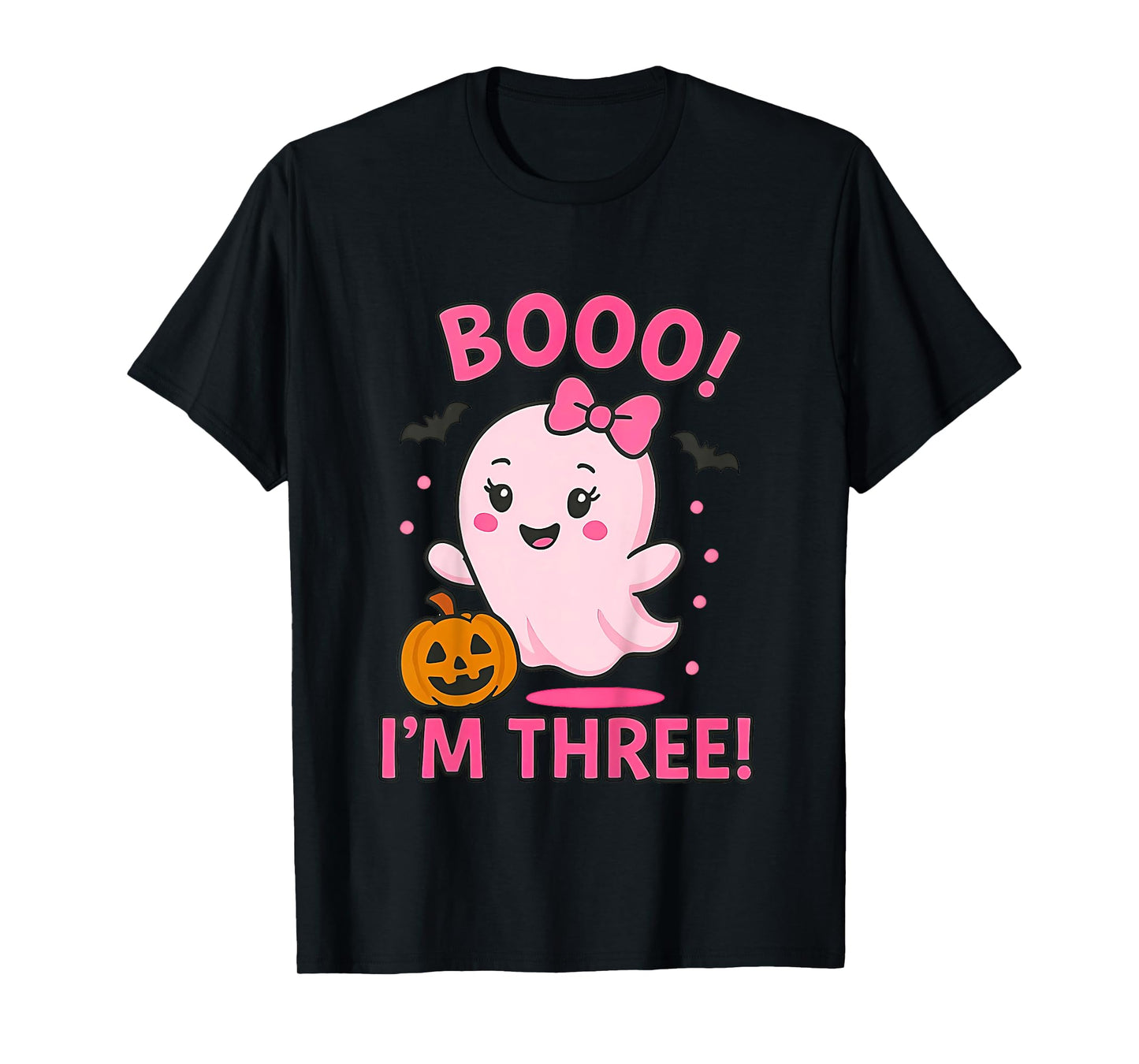 Ghost Boo I'm Three Years 3rd Birthday Toddler Halloween Tee T-Shirt