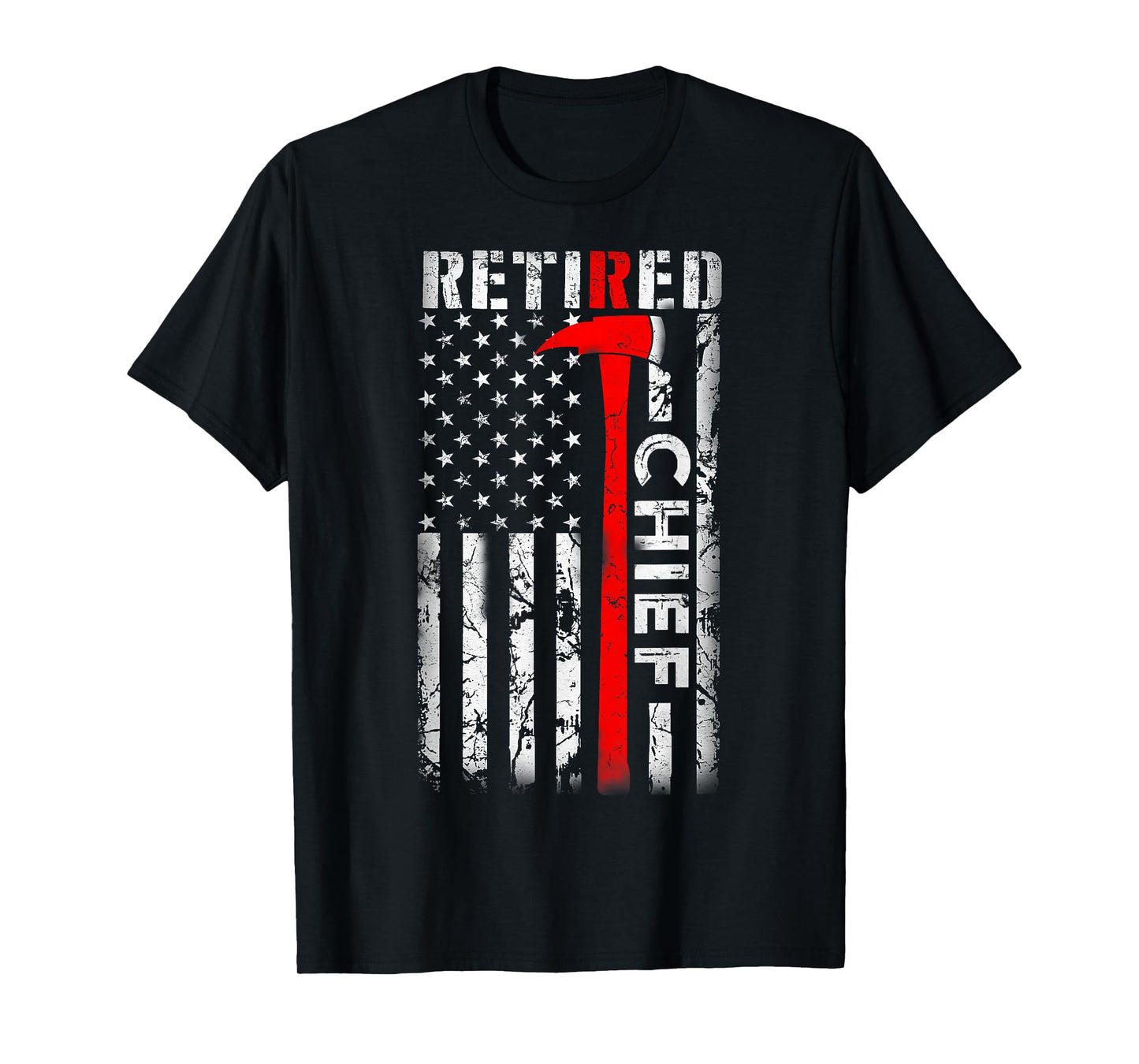 Retired Fire Chief Firefighter Rank Retirement US flag Gifts T-Shirt