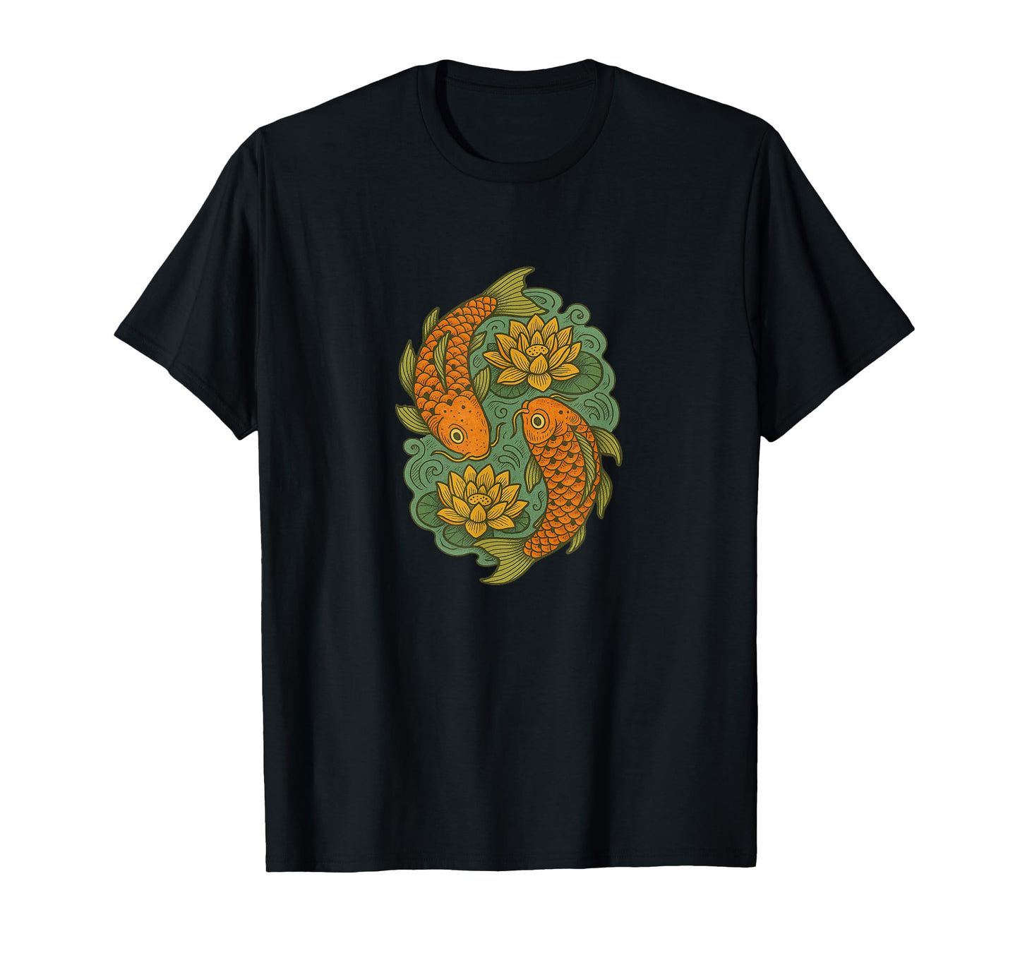 Koi and Lotus Flowers Peaceful Zen Nature Inspired Design T-Shirt