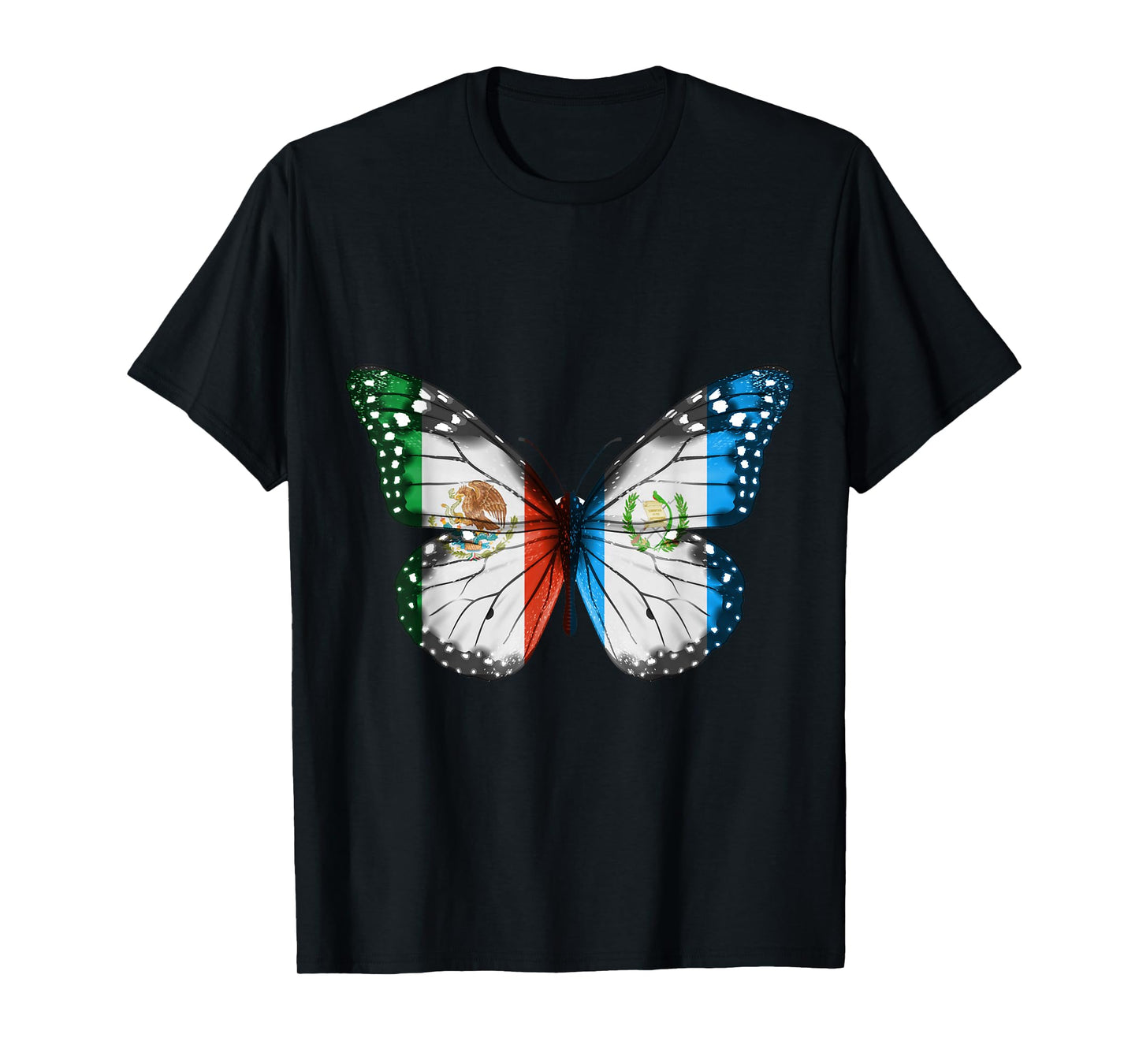 Mexican Guatemalan Flag Butterfly T-Shirt