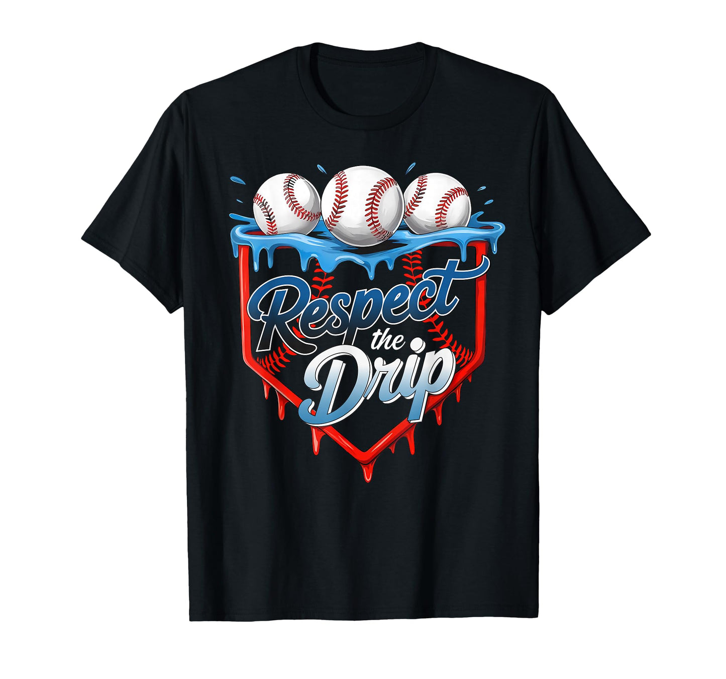 Respect The Drip Baseball Home Plate Ice Cream Drip T-Shirt