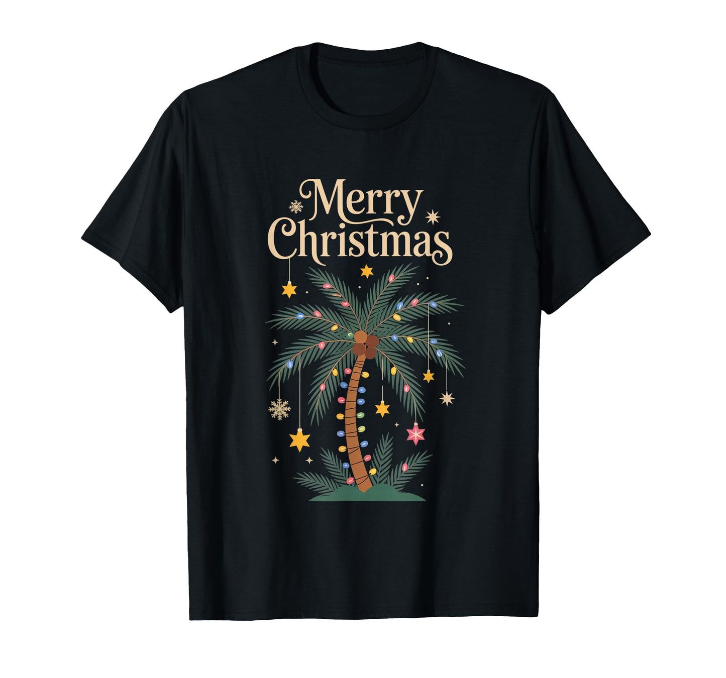 Christmas Palm Tree Lights Tropical Holiday Island Celebrati T-Shirt