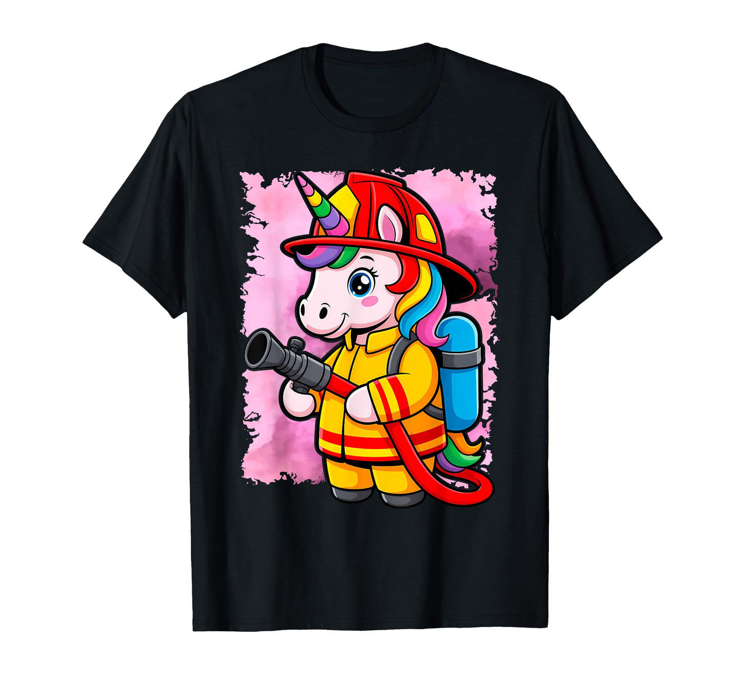 Unicorn Firefighter Fireman Birthday Party Funny Girl Love T-Shirt