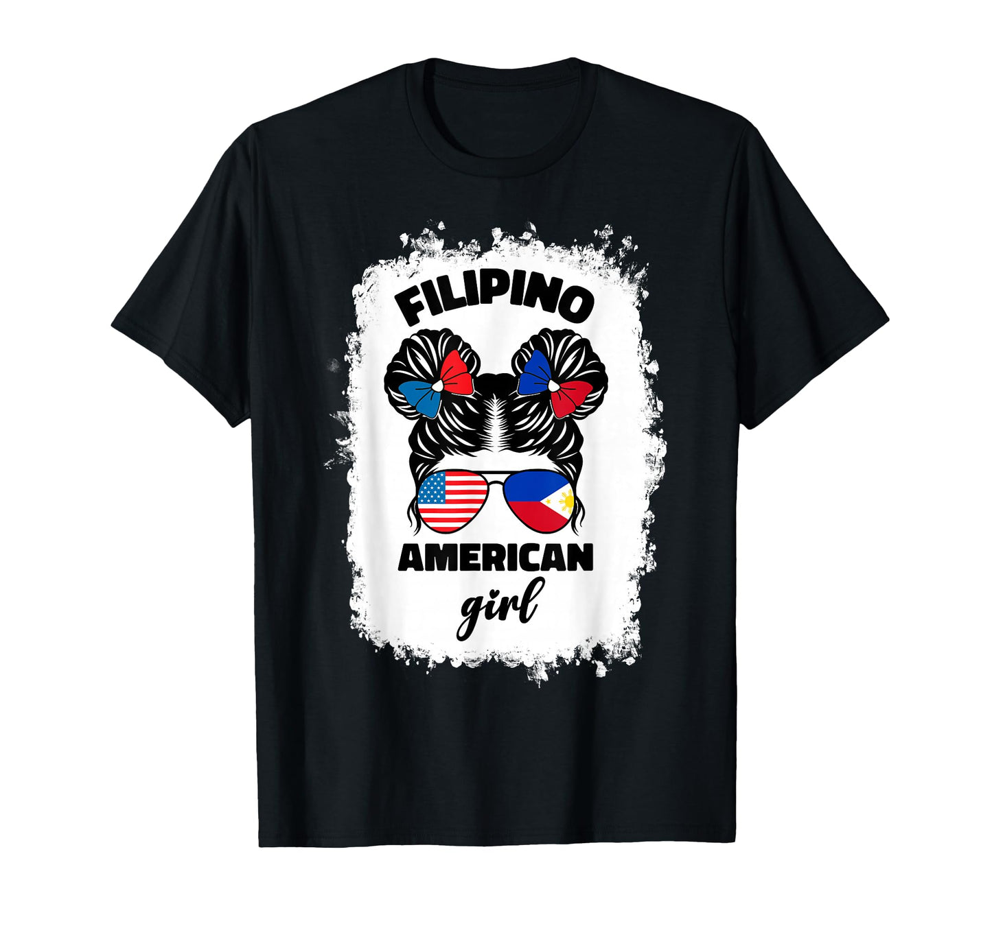 Half American Half Filipino Philippines Usa Flag Kids Girl T-Shirt