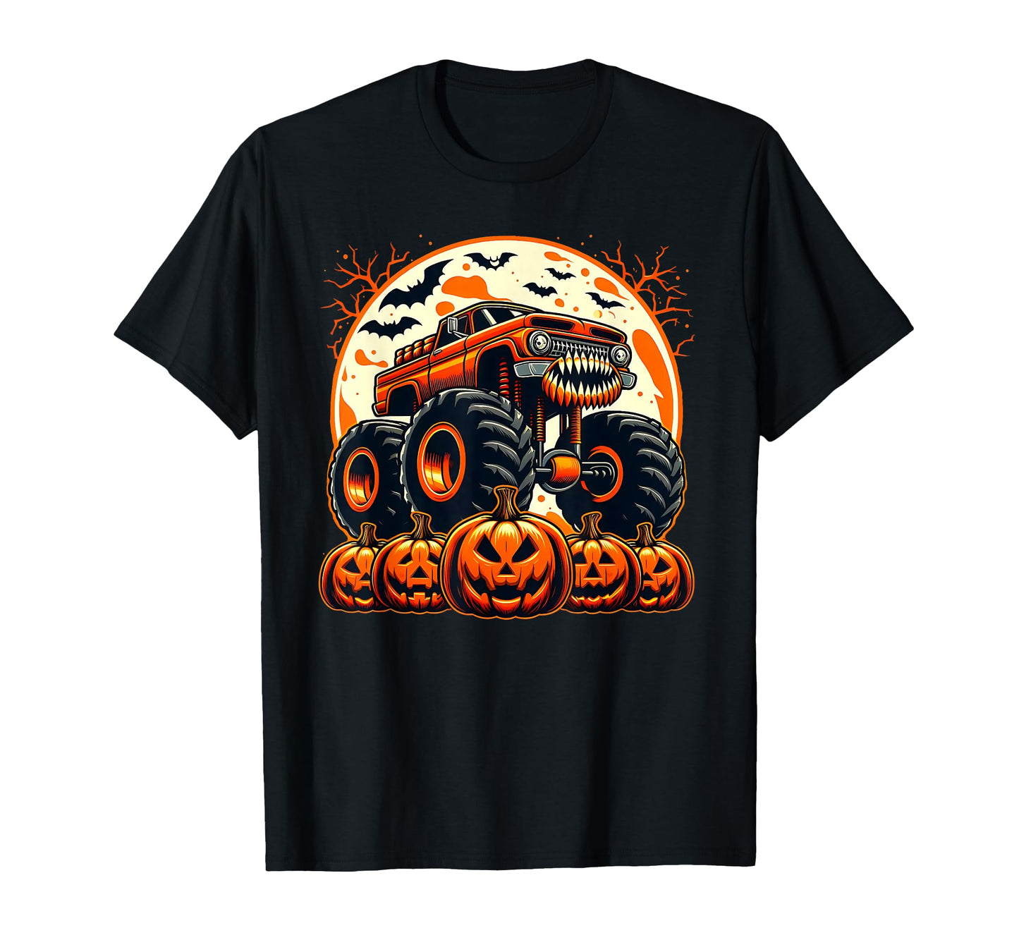 Monster Truck Ghost Pumpkin Halloween Costume Boys Toddler T-Shirt