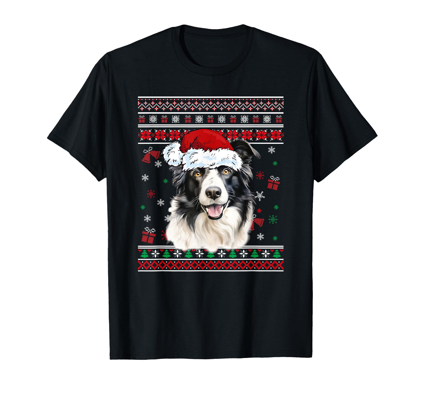 Border collie Dog Christmas Pajama Ugly Christmas Sweater Men Women Kids T-Shirt