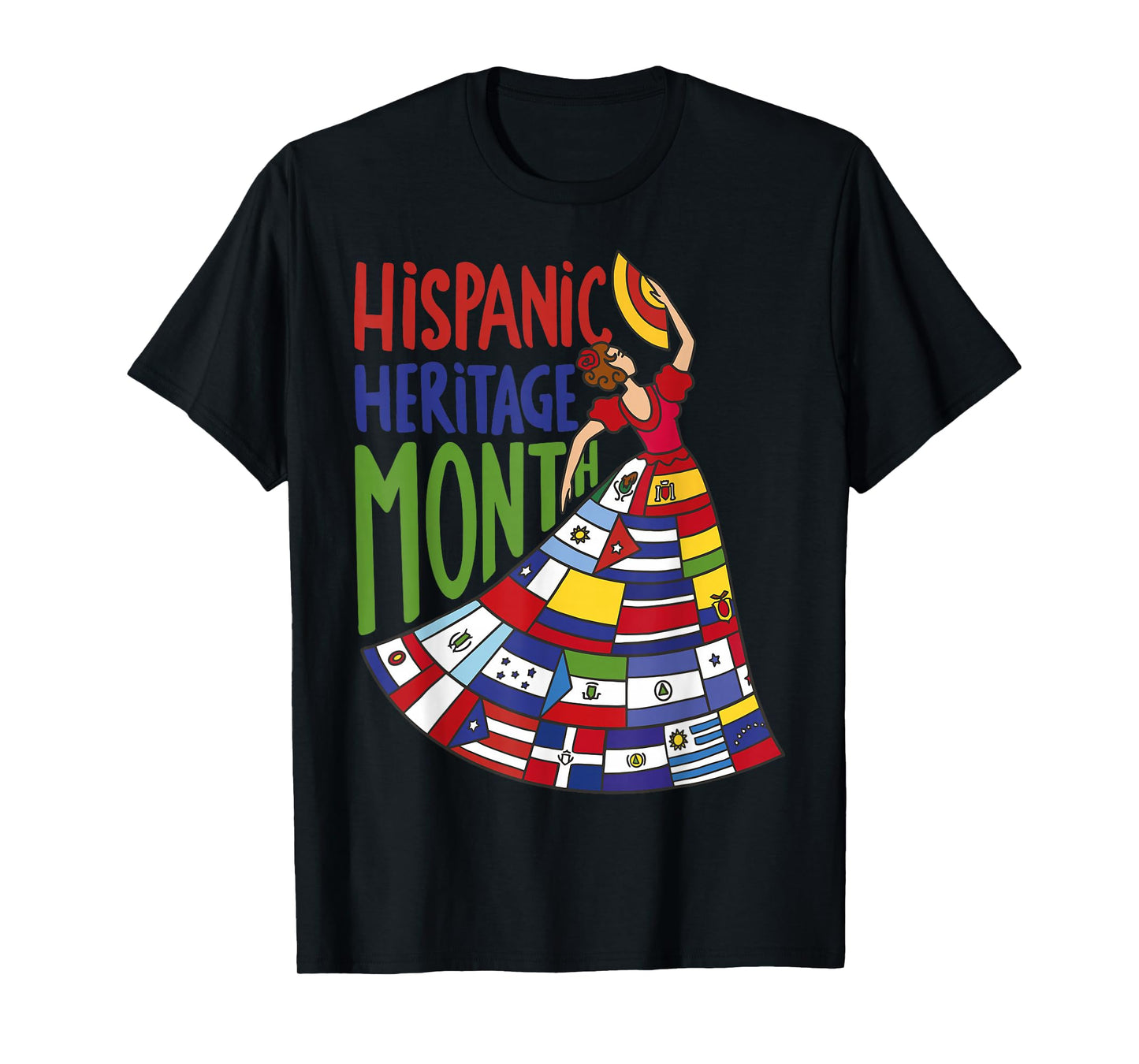 Hispanic Heritage Month 2024 Woman Latin Country Flags Dress T-Shirt