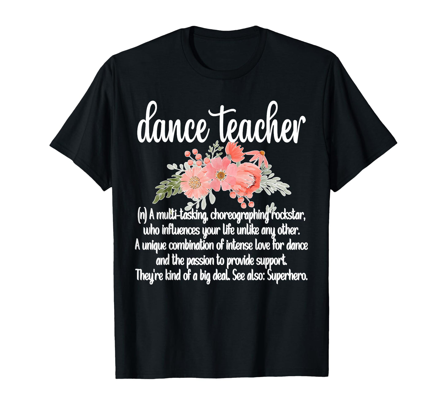 Dance Teacher Appreciation Women's Black Classic Fit Short Sleeve Lace Embellished Dance Teacher T-Shirt