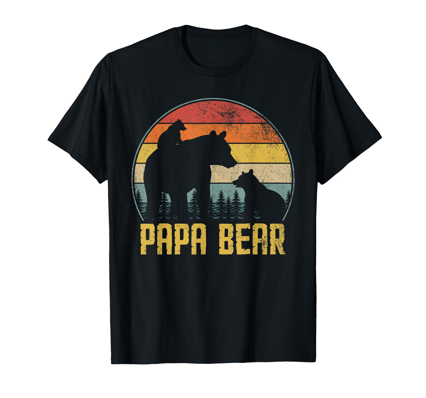 Papa Bear Retro Funny Grandpa Proud Grandfather Humor T-Shirt