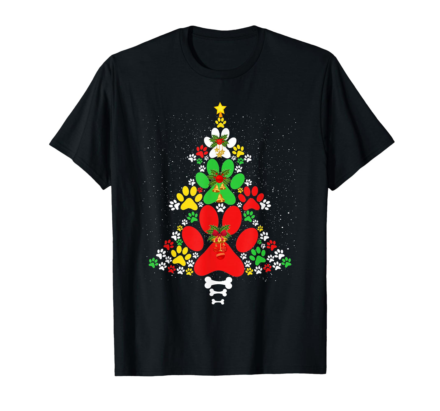 Cute Dog Paws Print Christmas Tree Shirt Dog Lover T-Shirt