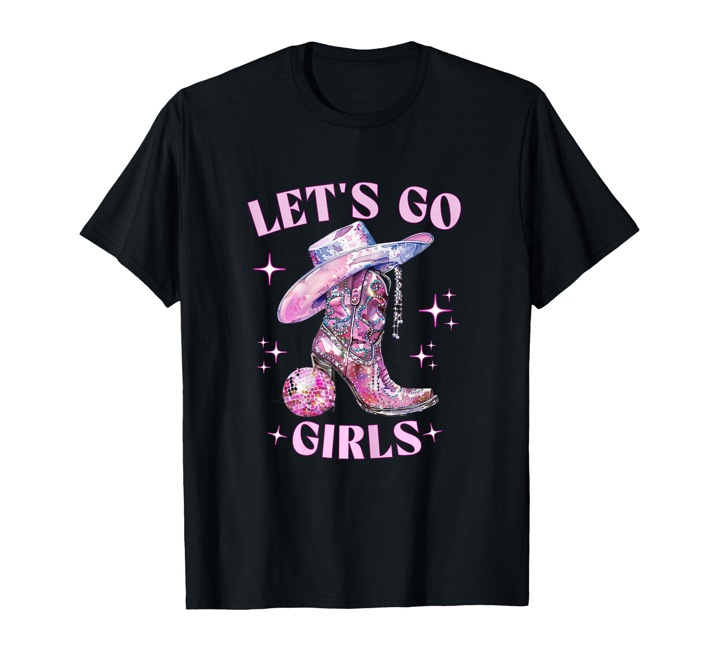 Let's Go Girls Pink Cowgirl Bachelorette Party Girls Trip T-Shirt