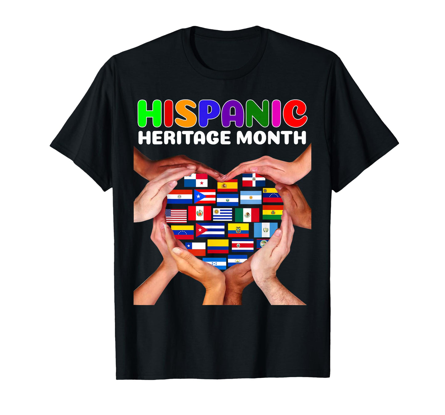 Hispanic Heritage Month All Countries Heart Hands T-Shirt