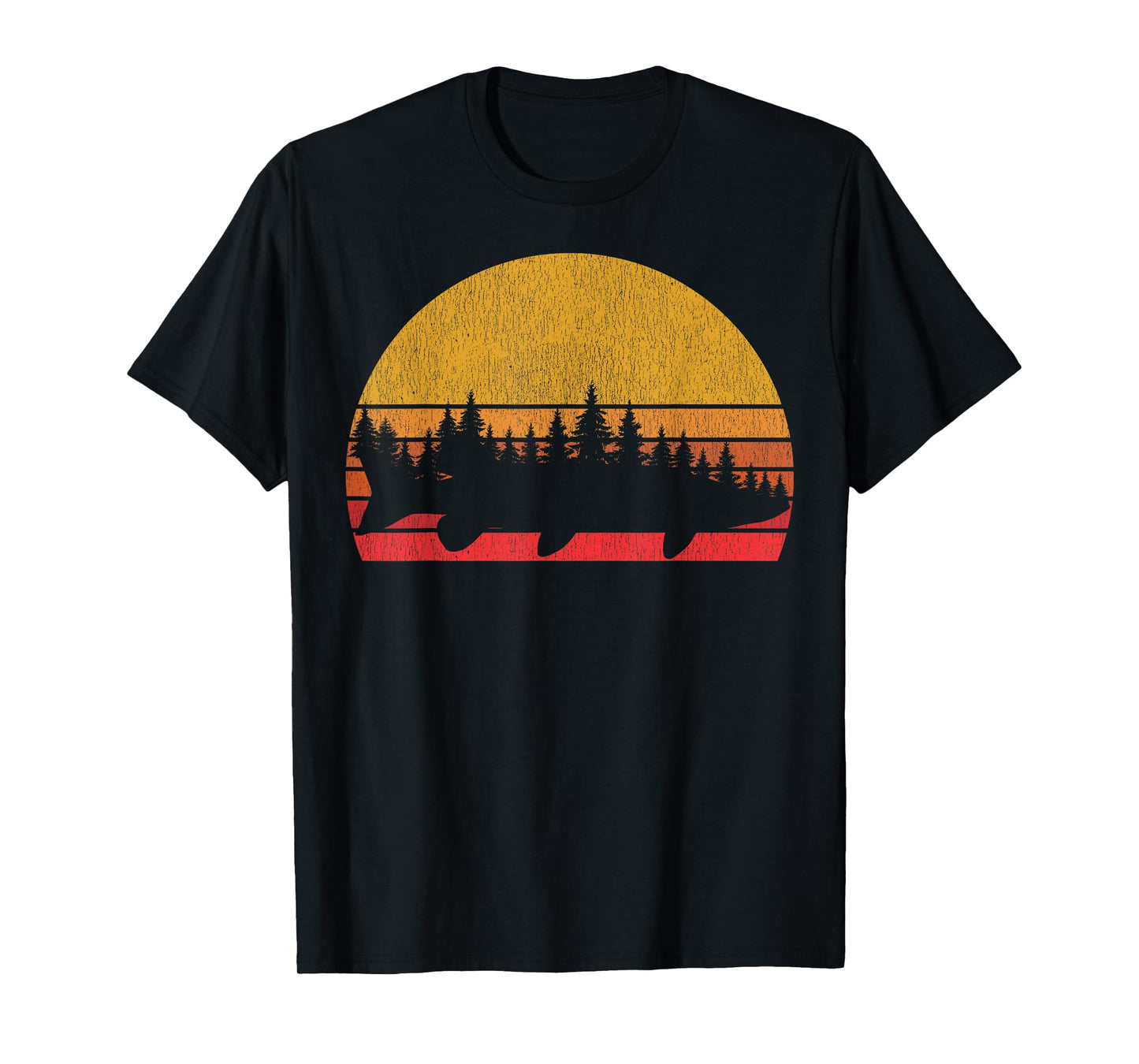 Musky Fishing Retro Muskie Forest Treeline - Fisherman T-Shirt