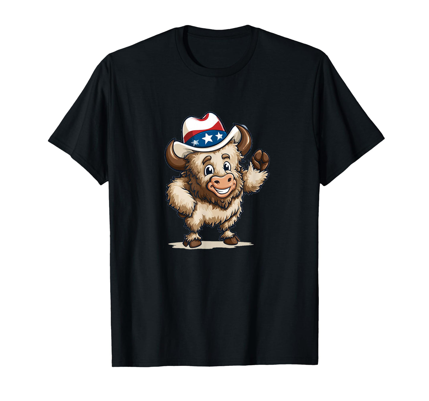 Cool Cartoon Rodeo Bison in US Colors for Boys and Girls T-Shirt