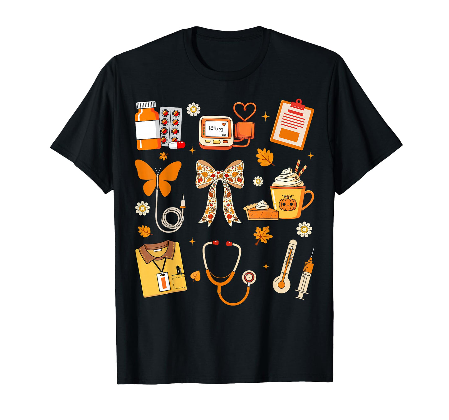 Fall Autumn Nurse Pumpkin Spice RN Heartbeat T-Shirt
