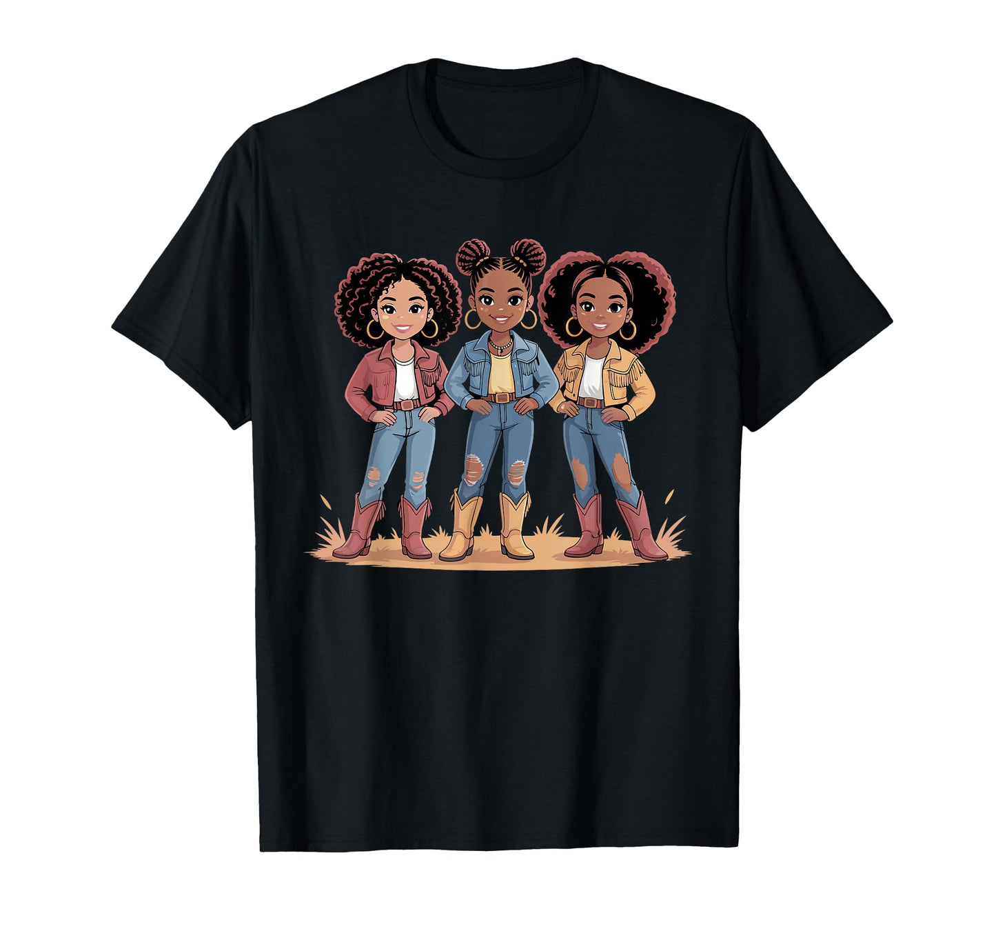 Black African American Western Country Cowgirl Kids Toddlers T-Shirt