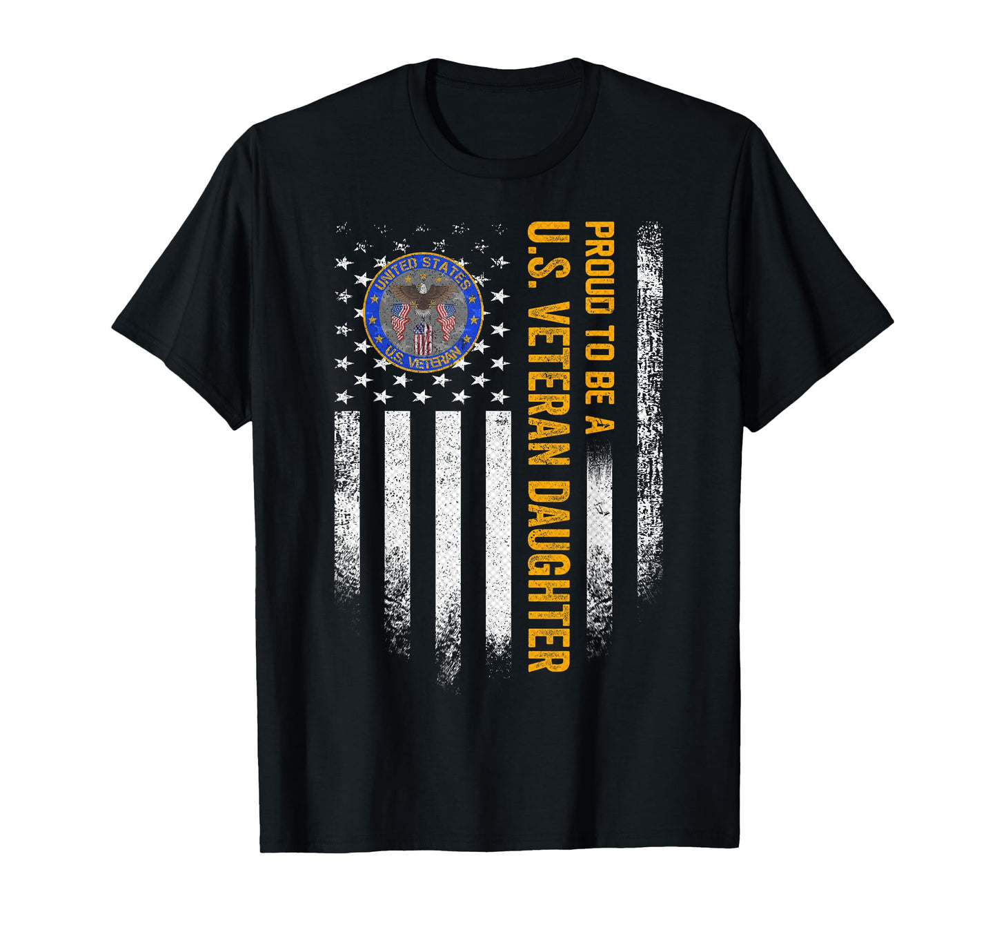 Vintage USA Flag Proud To Be A US Military Veteran Daughter T-Shirt for Women Men