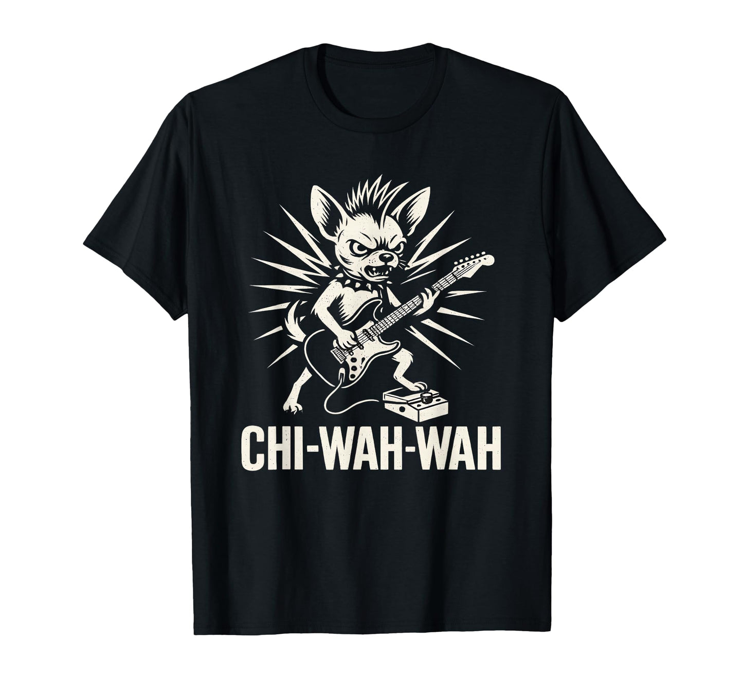 Chihuahua Dog Guitarist Wah Pedal Punk Rocker Music T-Shirt