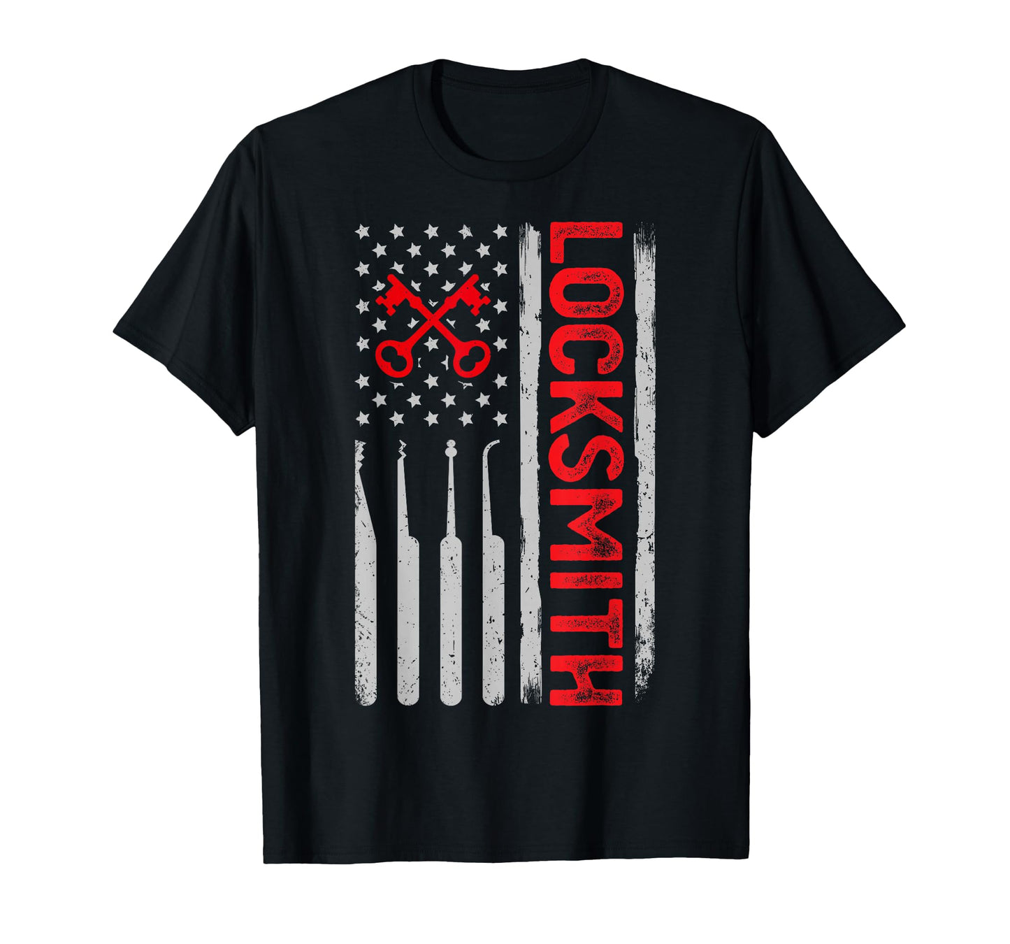Locksmith USA Flag Patriotic Locksmithing Lock Picker T-Shirt