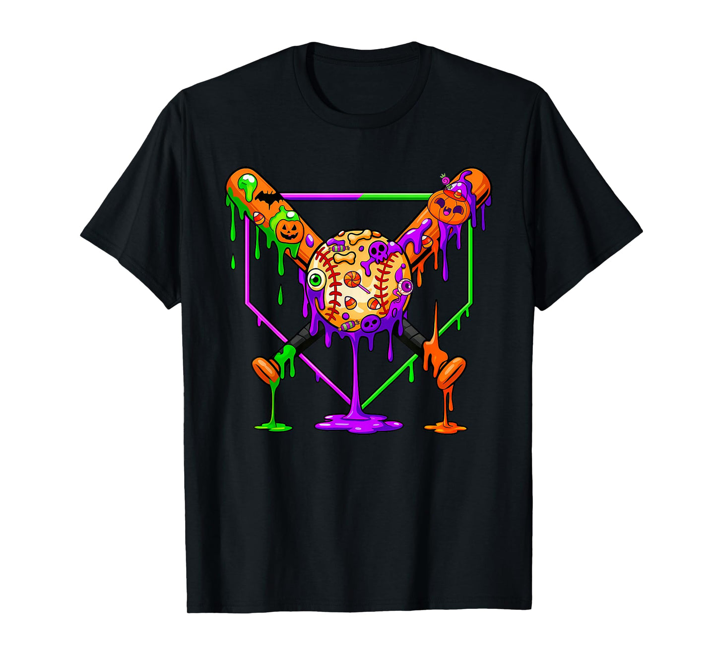Spooky Baseball Drip Ice Cream Halloween Youth Tee T-Shirt