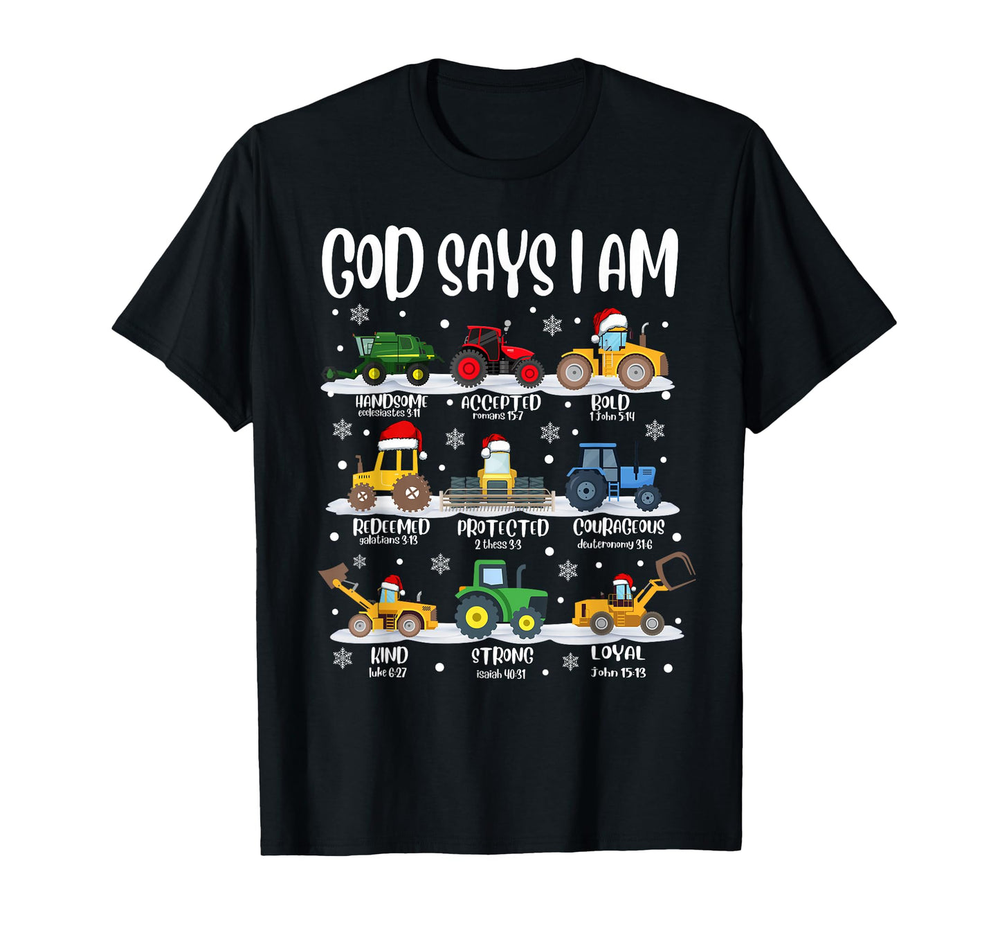 God Says I Am Construction Christmas Bible Christian Kids T-Shirt