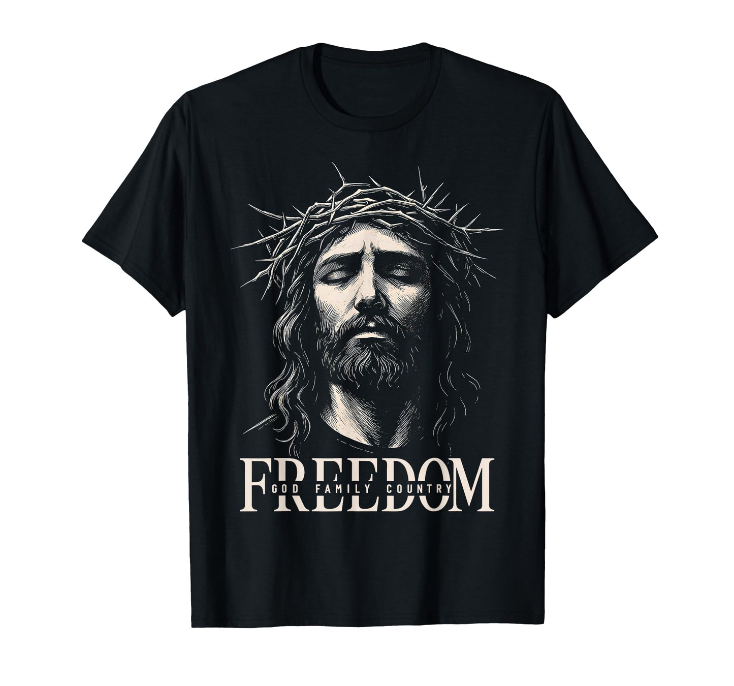 HUGvyn Freedom Jesus Christian Face Crown God Family Country T-Shirt